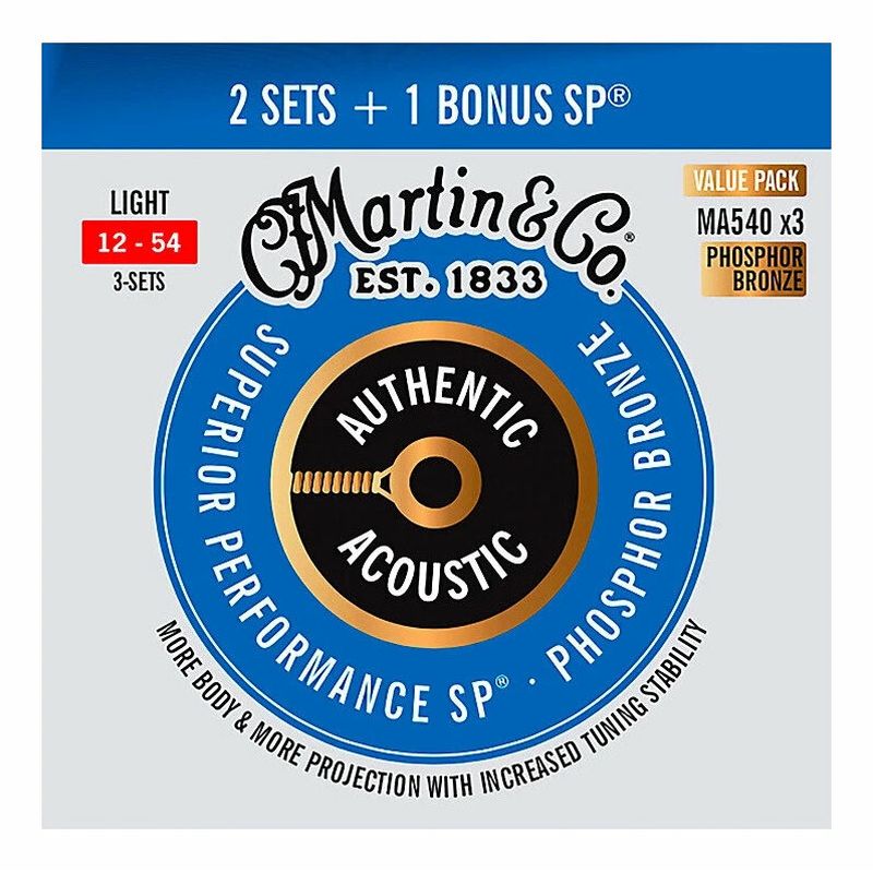 国内即発送 送料込 MARTIN マーチン MA540 3SETS PROMO 12-54 AUTHENTIC ACOUSTIC SP BRONZE  Light アコースティックギター弦 2+1セット 計3セットボーナスパック smtb-TK whitesforracialequity.org