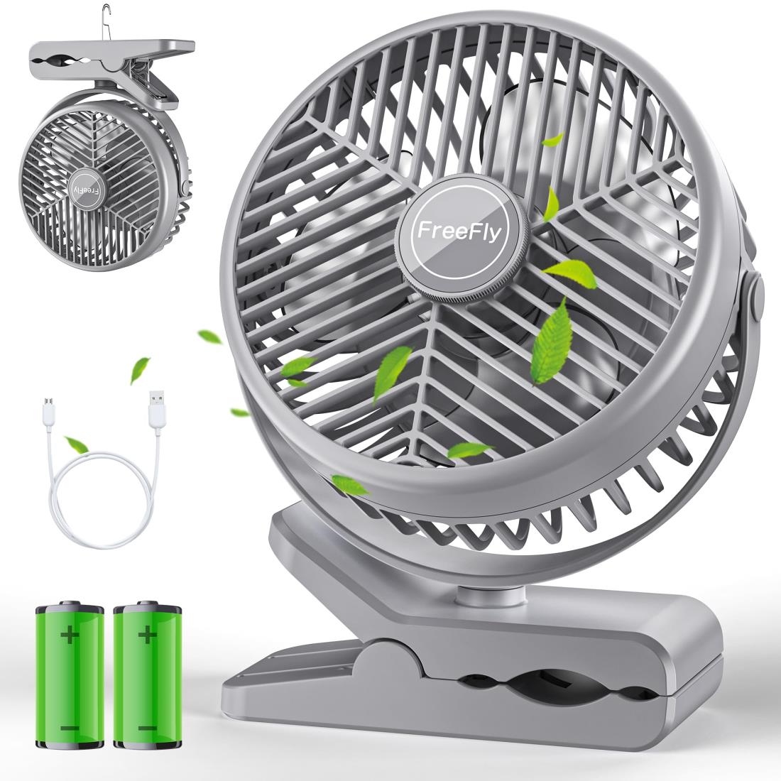 楽天市場】【10000mAh電池内蔵】FreeFly 充電式クリップ扇風機 卓上