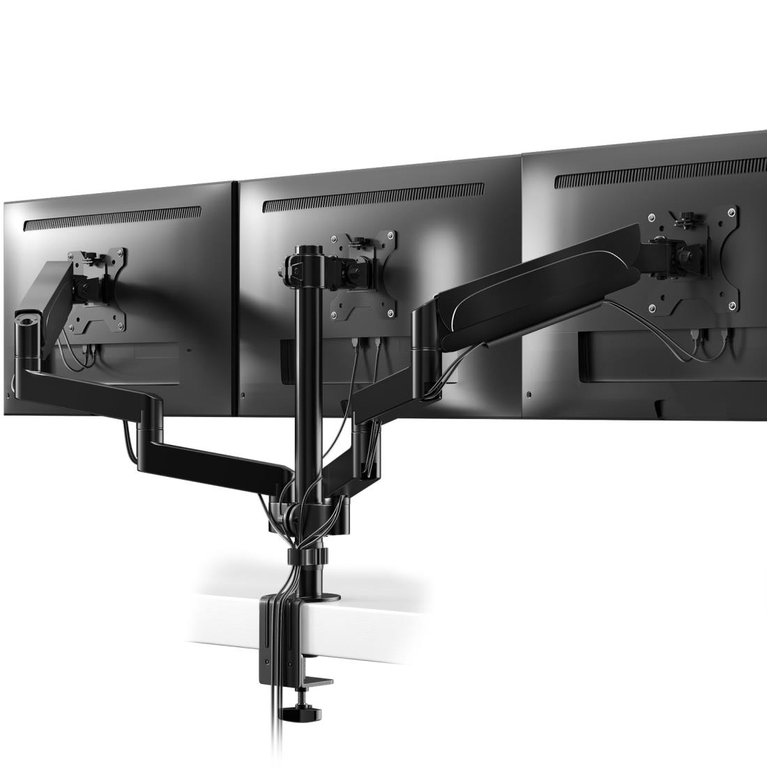 ACCURTEK PC モニターアーム 3画面 17-27インチ 耐荷重各7kg スプリング式 ディスプレイスタンド トリプル 液晶ディスプレイアーム ブラック ACJ-DT48-C036E|AILショップ
