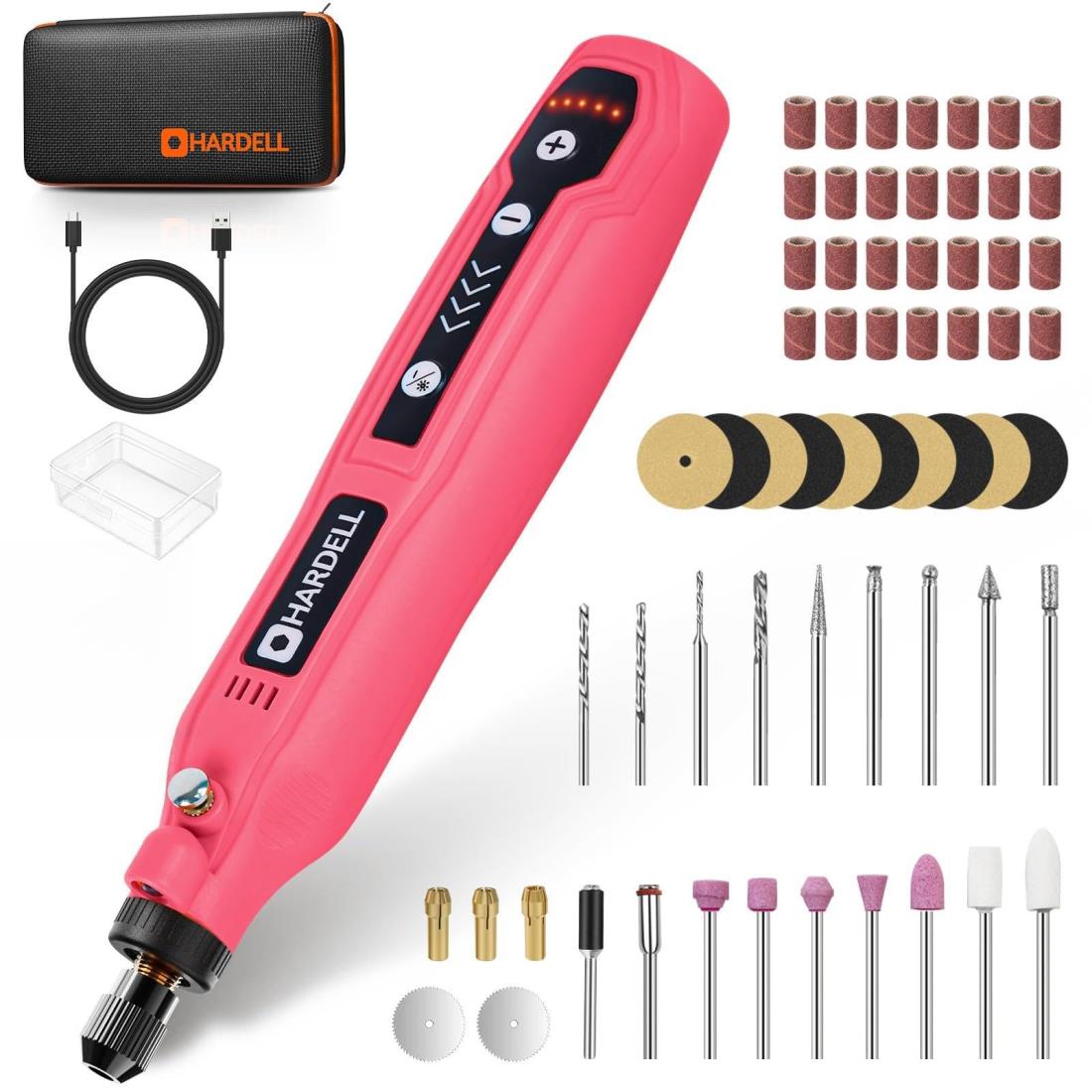 楽天市場】HARDELLミニルーター 5段変速 61PCS 18000RPM高速回転 USB