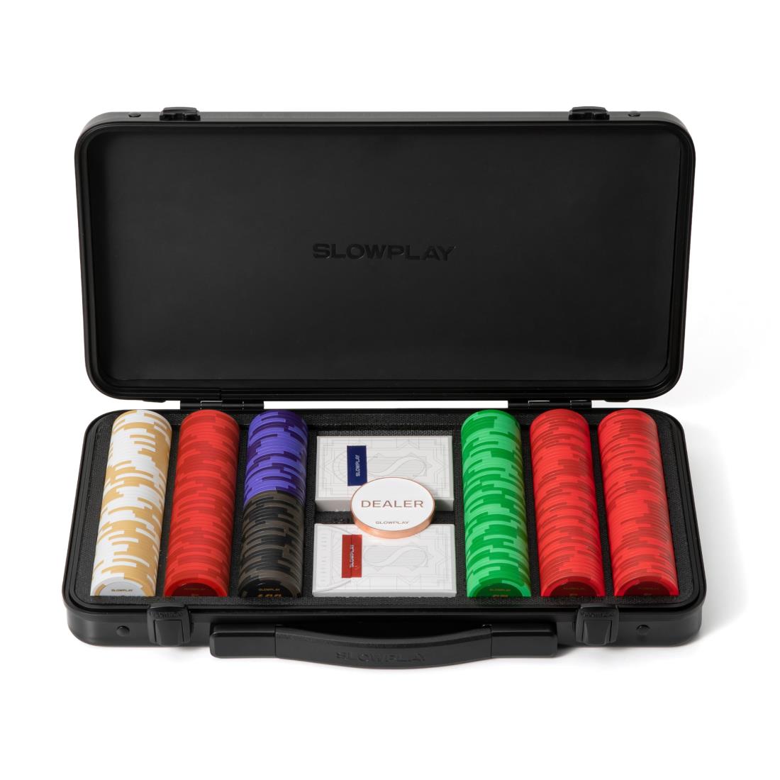 SLOWPLAY Godel 14g テキサスホールデム用クレイポーカーチップセット,300枚 [チップバリュー表記あり] ドイツ製高耐久ポリカーボネートチップケース付き, ポーカー愛好者にピッタリのプレゼント｜AILショップ