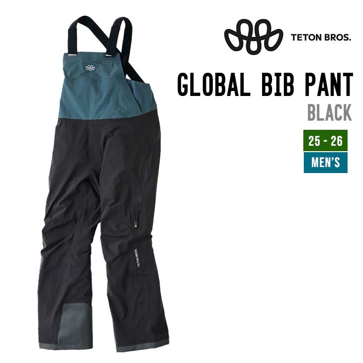 TETON BROS. ティートンブロス 25-26 GLOBAL BIB PANT 世界的 ビブ ズボン下 スノーボード 置き目品 お召しもの メンズ 耐久撥水産業
