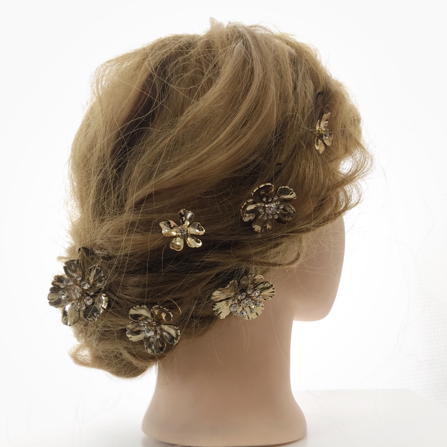 ヘッドドレス フラワー ピン 8本セット ゴールド 花 髪飾り アンティーク ビジュー ヘッドピース ヘアアクセサリー 結婚式 ウェディング ブライダル 髪飾 ヘッドアクセサリー ヘッドパーツ Gis Lk