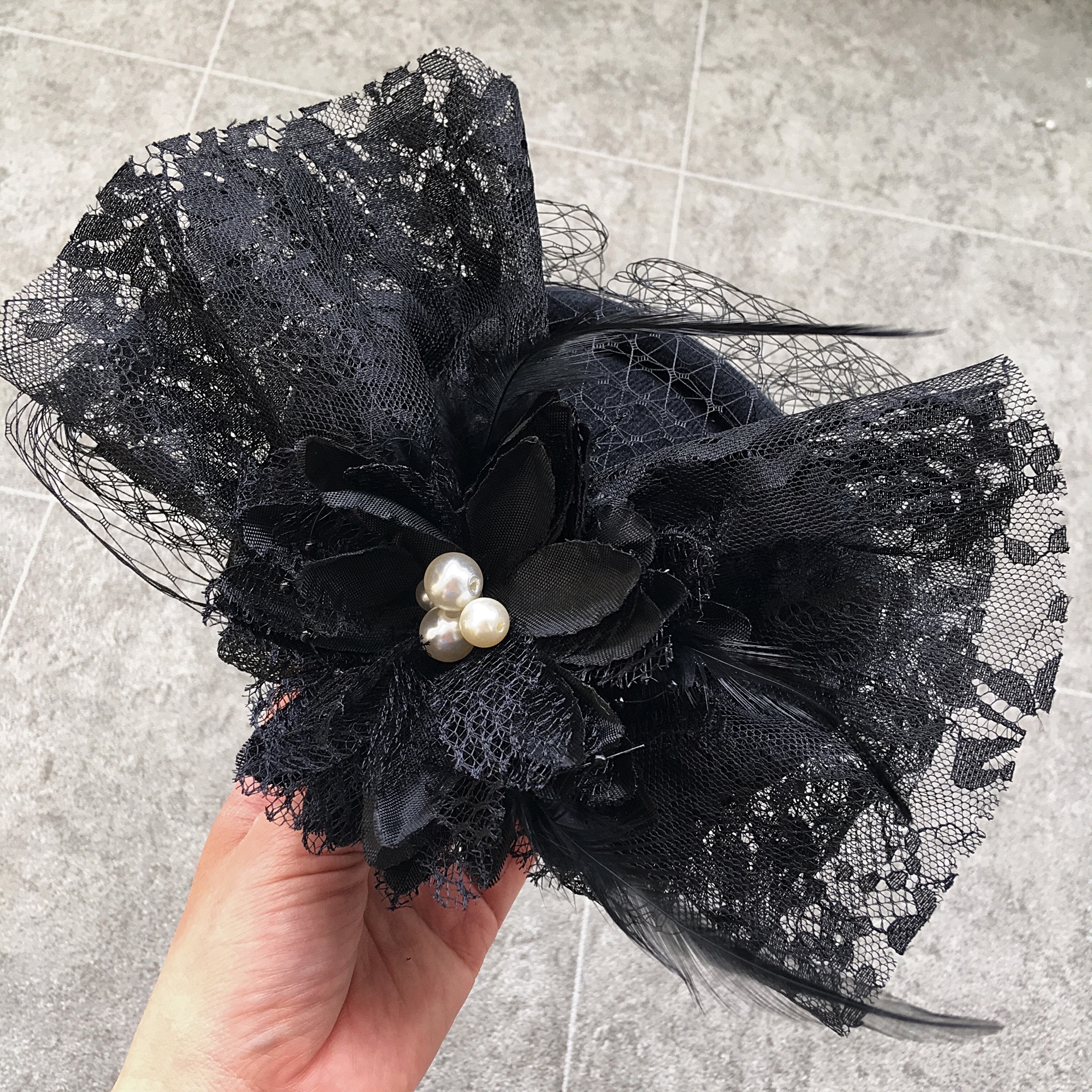ブラック トーク帽 カクテルハット ヘッドドレス 卒業式/袴/髪飾り/成人式