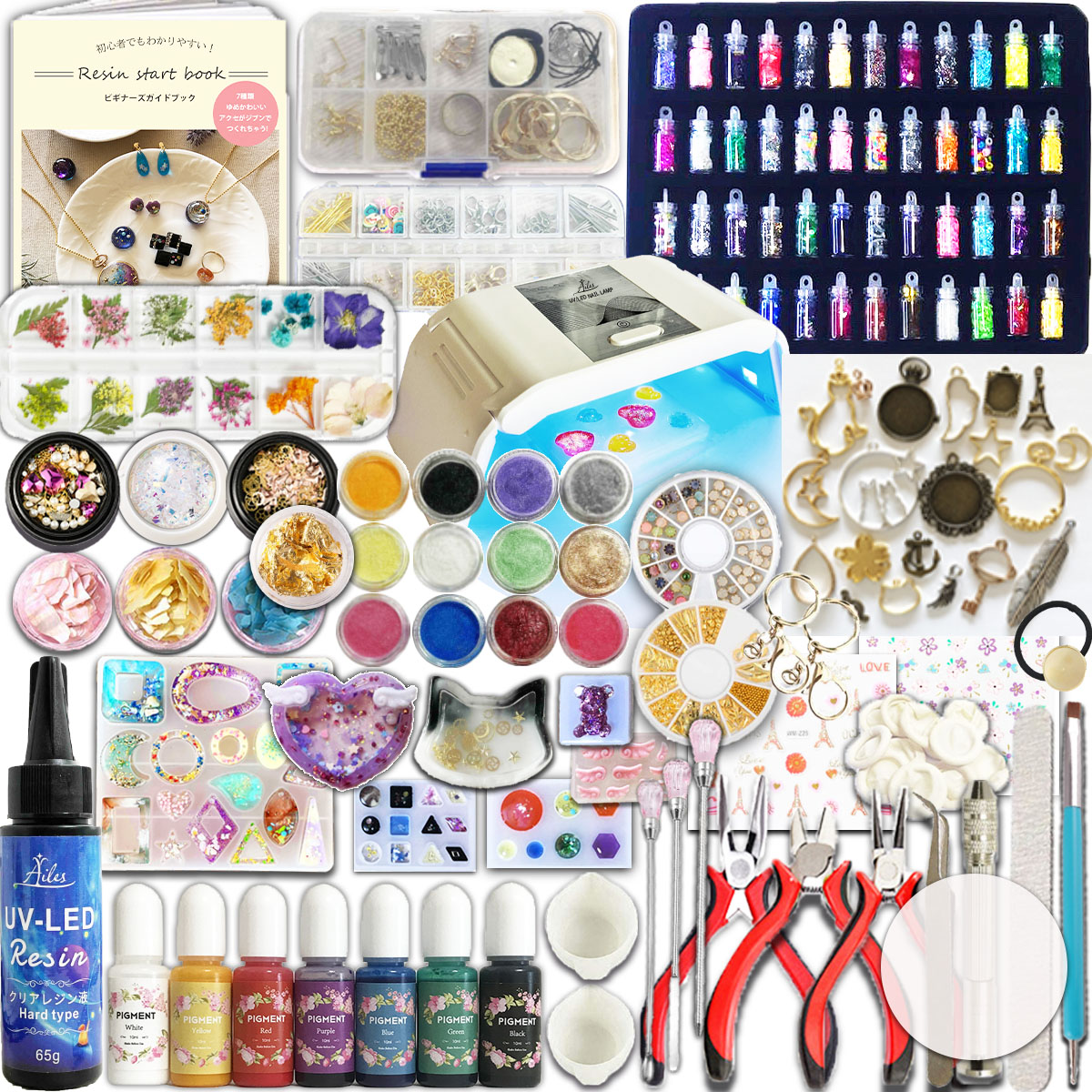 【楽天市場】Ailes(エール) UV レジン アクセサリーキット uvレジン セット 厳選アイテムセット 必要な道具が揃ってる シャカシャカ ...
