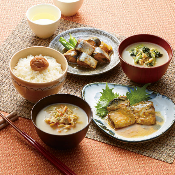 【送料無料】日本の食卓三陸産煮魚&おみそ汁・梅干しセット【出産内祝内祝い御祝お祝い】【御中元御歳暮結婚内祝い入学内祝い新築内祝い初節句内祝お返し返礼】