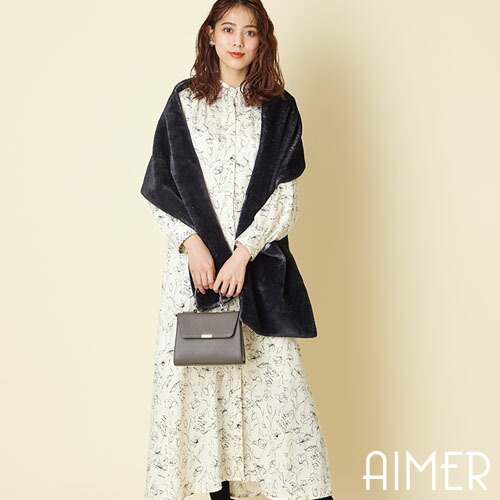 楽天市場 Sale 線画フラワープリントワンピース カジュアルワンピース 柄物ワンピース 花柄ワンピース カジュアルワンピース お出かけ デート クリスマス服 パーティ おしゃれ ドレスブランド Aimer