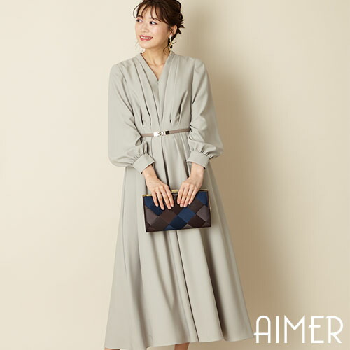 パーティー 結婚式 二次会 Aimer 袖付きドレス フォーマル クルーズ 結婚式ワンピース ドレス おしゃれ ドレス 袖付きドレス 3月新作 ドレス ドレスブランド Aimer ミモレ丈 日本製 ｍ フォーマルドレス ポイント5倍 6 15 0 00 23 59まで