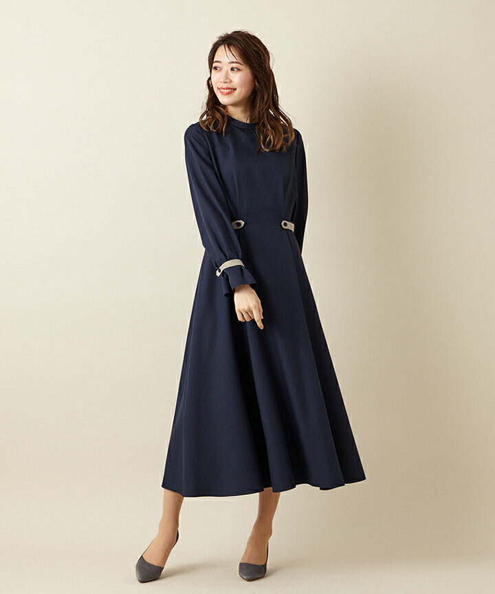 楽天市場 Max00円クーポン ポイント10倍 9 11 01 59まで タブモチーフクラシカルワンピース 2wayワンピース 長袖ワンピ きれいめワンピース Aライン 顔合わせ 食事会 卒業式 入卒ワンピース 入卒ママ ドレスブランド Aimer