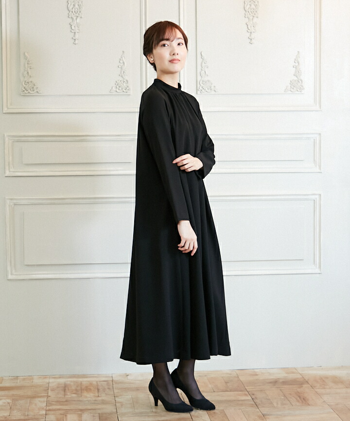 エメ ブラックフォーマル 喪服 礼服 礼服 冠婚葬祭 4月新作 喪服でもそれ以外でも着回しワンピース マタニティ 対応 冠婚葬祭 ブラック ワンピース 喪服 ジャケットなし レディース ラグランスリーブテントラインブラックワンピース ドレスブランド Aimer