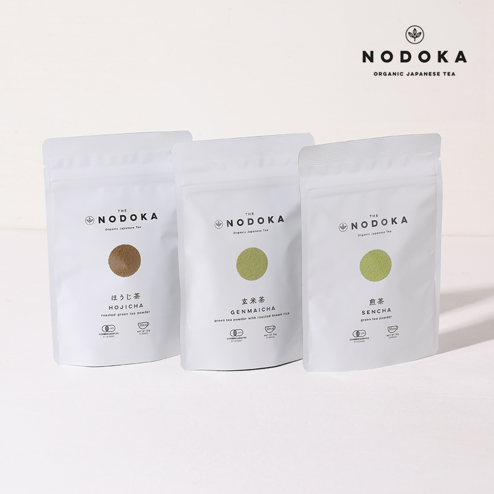NODOKA（ノドカ） オーガニック日本茶パウダー 30g（30杯分）煎茶・玄米茶・ほうじ茶（規格：種類：煎茶）