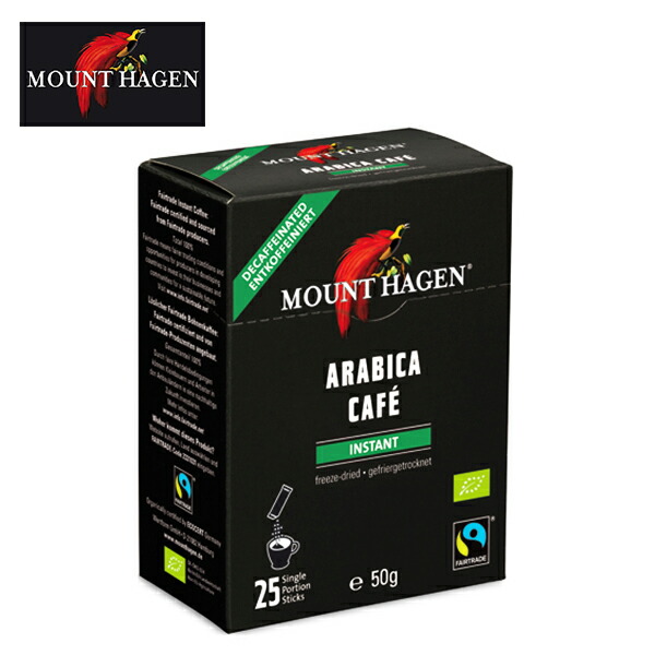 マウントハーゲン(MOUNT HAGEN) オーガニック フェアトレード カフェインレス インスタントコーヒー 50g(2g&times;25本) 有機JAS デカフェ ディカフェ