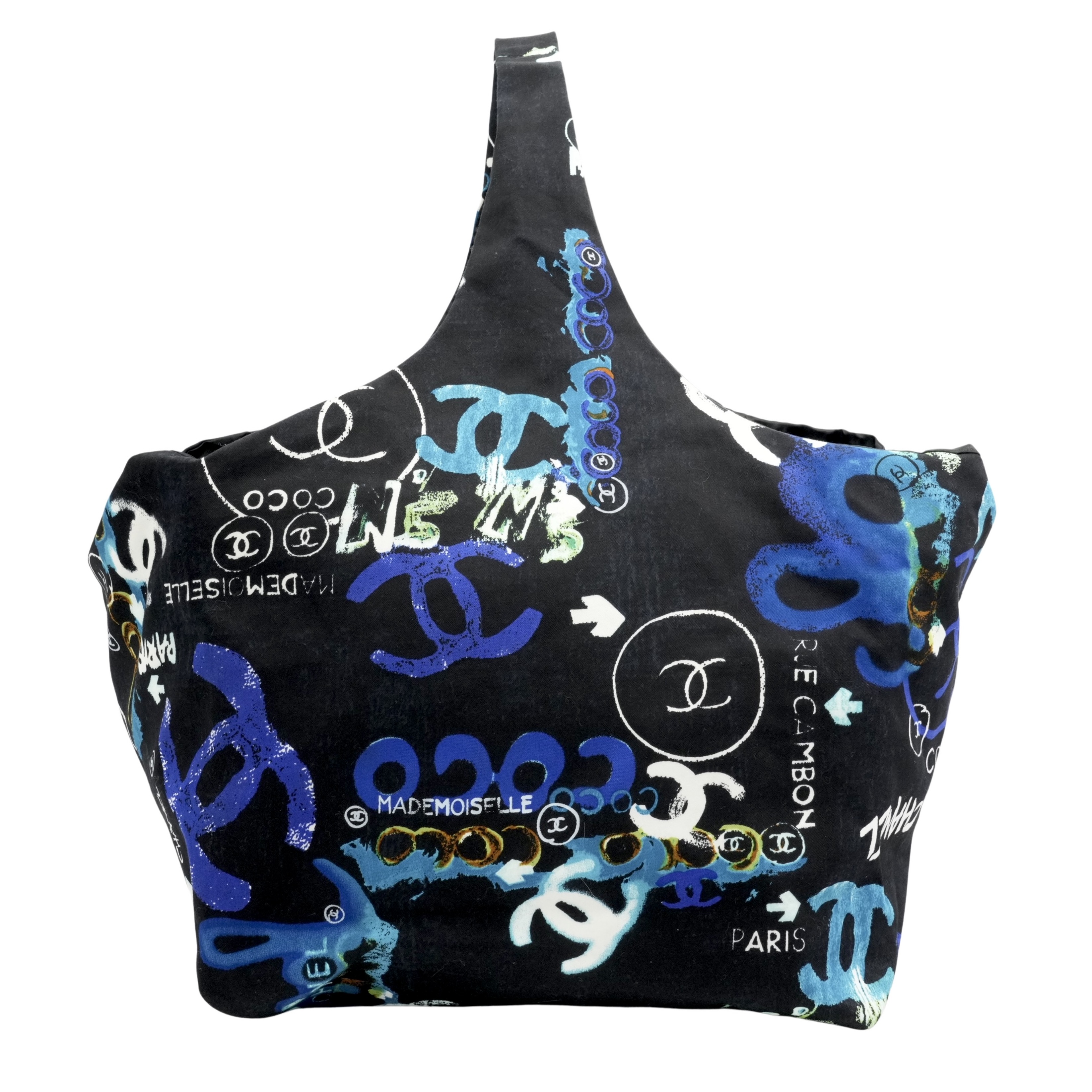 【中古・VINTAGE】 CHANEL シャネル 2006-2008 ニュートラベルライン ハワイ 限定 トートバッグ ショルダーバッグ 綿 ブラック ブルー マルチカラー ヴィンテージ 2006-2008 Neutral Line Hawaii Limited Edition Shoulder Bag