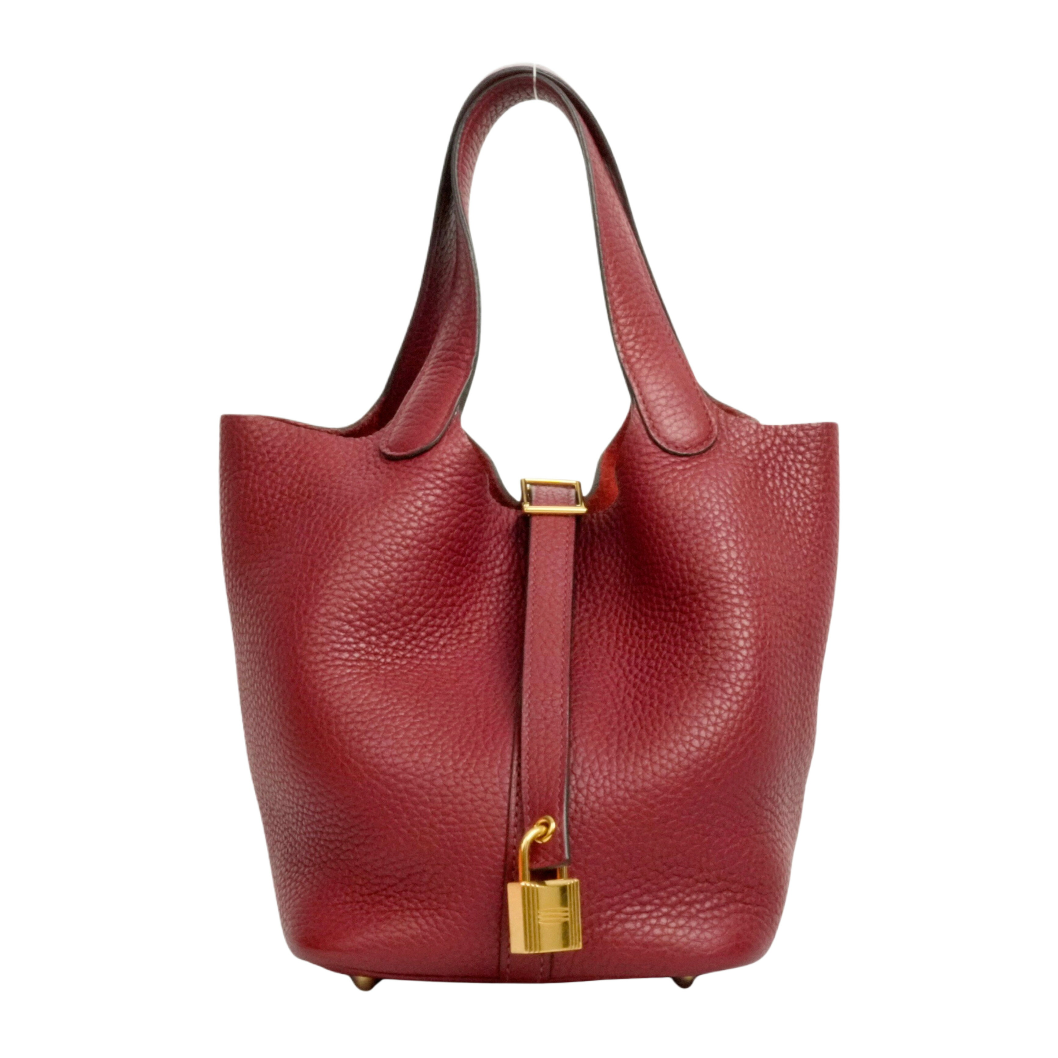 【中古・VINTAGE】 HERMES エルメス ピコタンロックPM ハンドバッグ ルージュグレナ 金具ゴールド レザー ヴィンテージ Picotin Lock PM Handbag