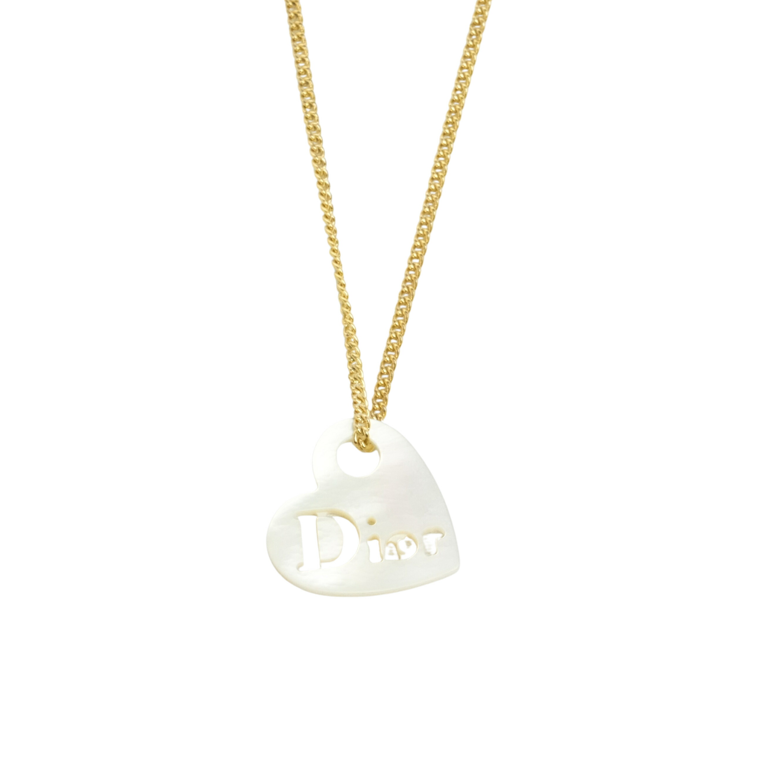 【中古・VINTAGE】CHRISTIAN DIOR クリスチャンディオール ハート ネックレス ホワイト ゴールド ヴィンテージ Heart Necklace|AIME VINTAGE