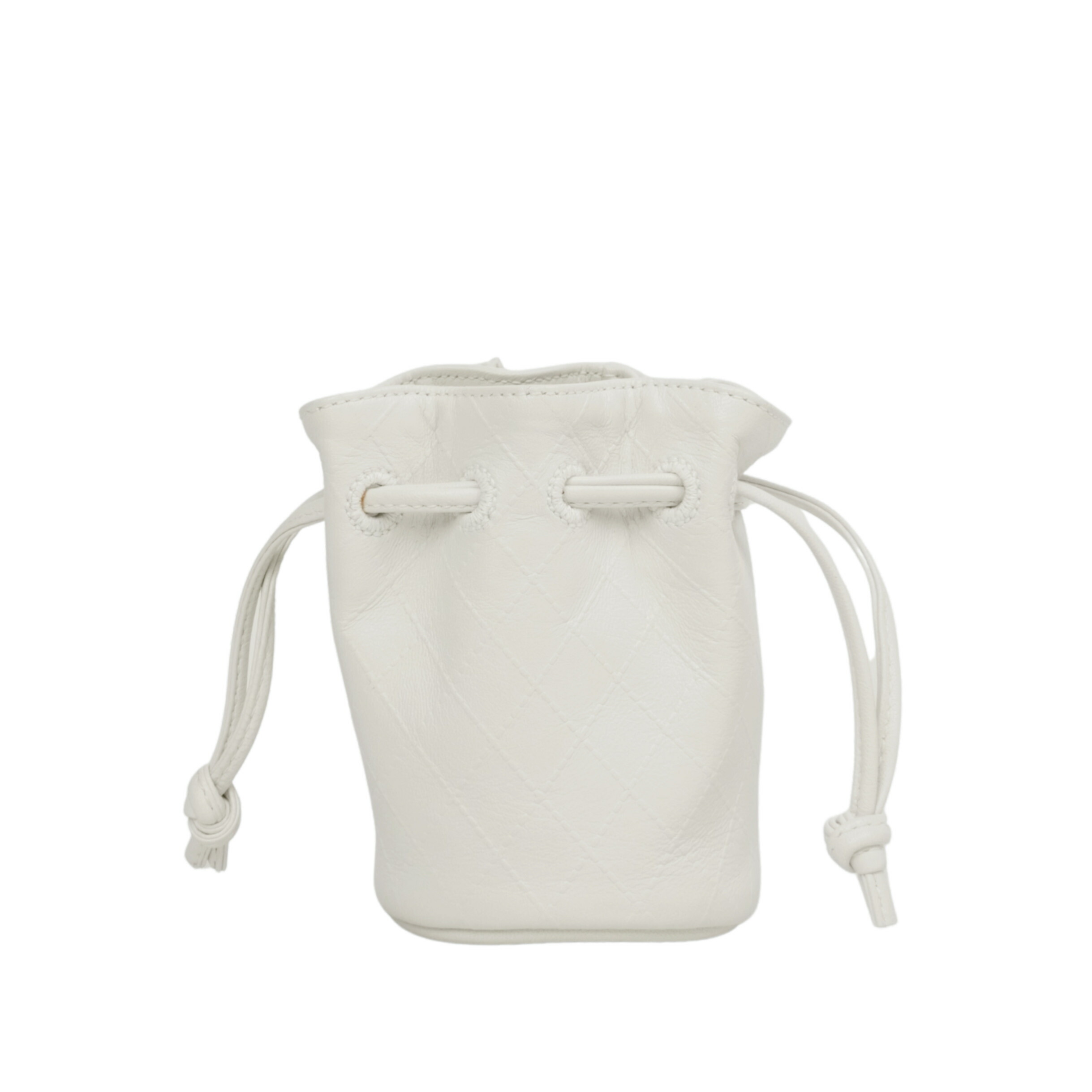 【中古・VINTAGE】 CHANEL シャネル 2004-2005 巾着型 キーケース ホワイト レザー ヴィンテージ 2004-2005 Drawstring Key Case