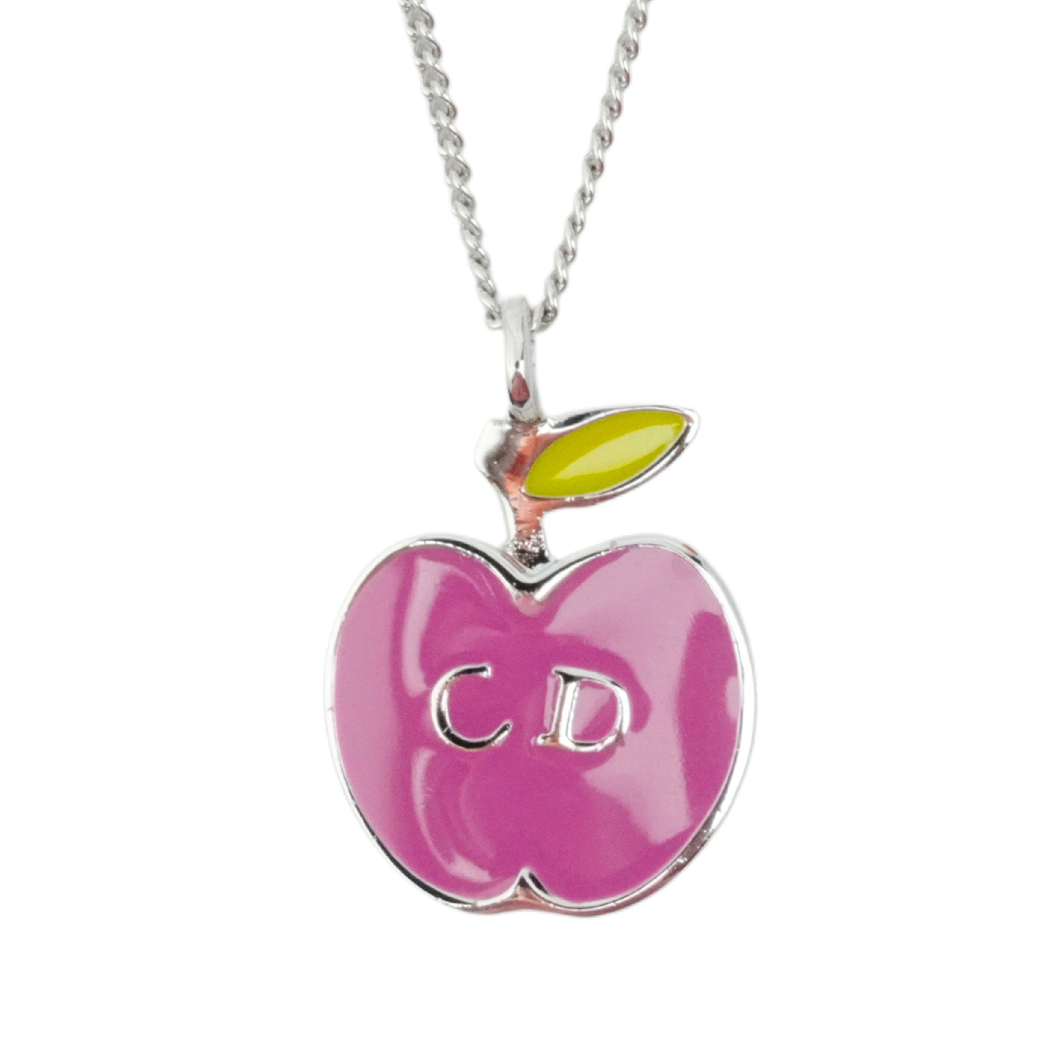 【中古・VINTAGE】CHRISTIAN DIOR クリスチャンディオール アップルモチーフ ネックレス エナメル ピンク シルバー ヴィンテージ Apple Motif Necklace