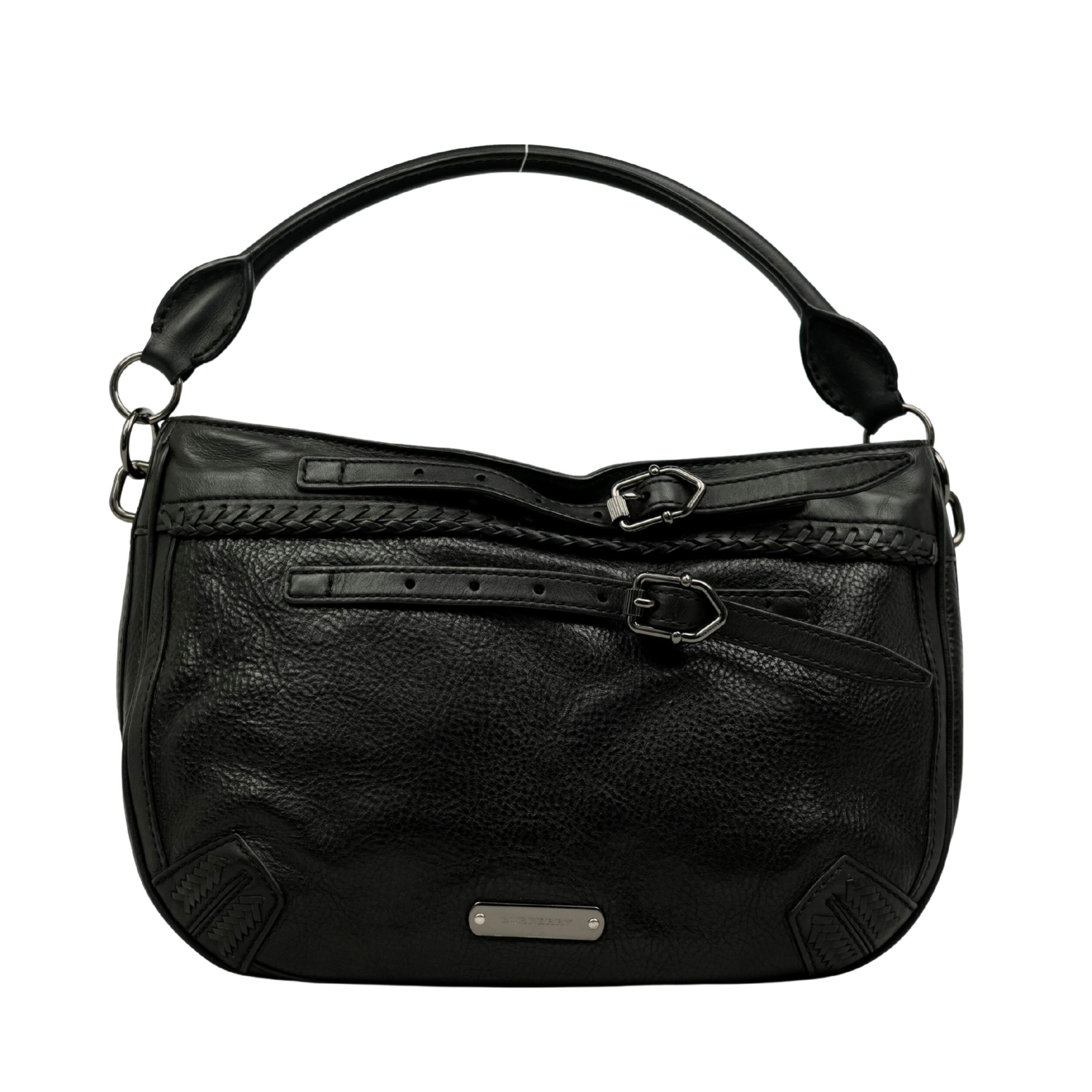 【中古・VINTAGE】 BURBERRY バーバリー ショルダーバッグ ブラック 金具シルバー レザー ヴィンテージ Shoulder Bag 32,175円