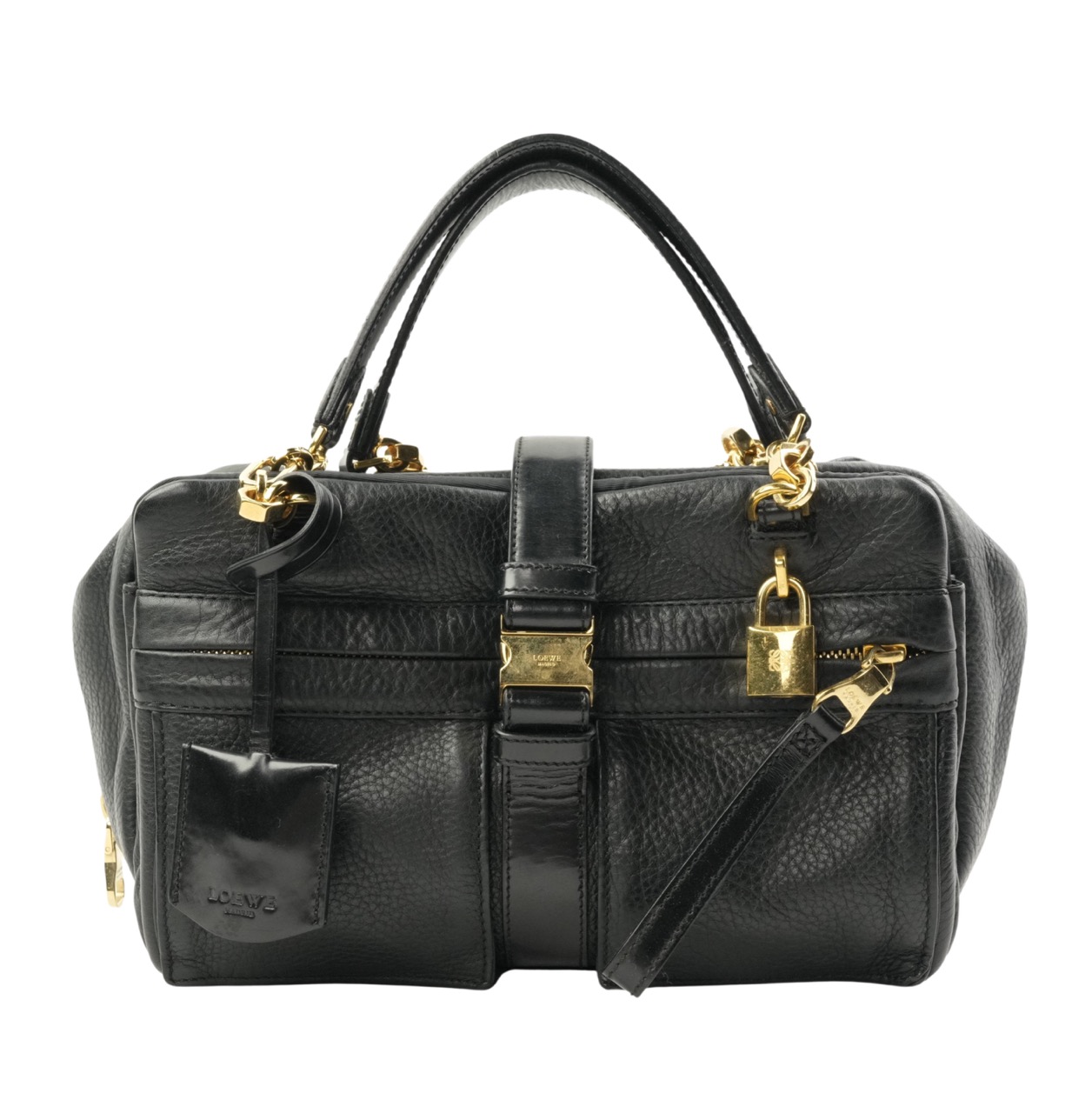 LOEWE ロエベ レザー製 バッグ シャンパンゴールド ヴィンテージ LOEWE ロエベ ハンドバッグ レザー ゴールド ショルダーバッグ