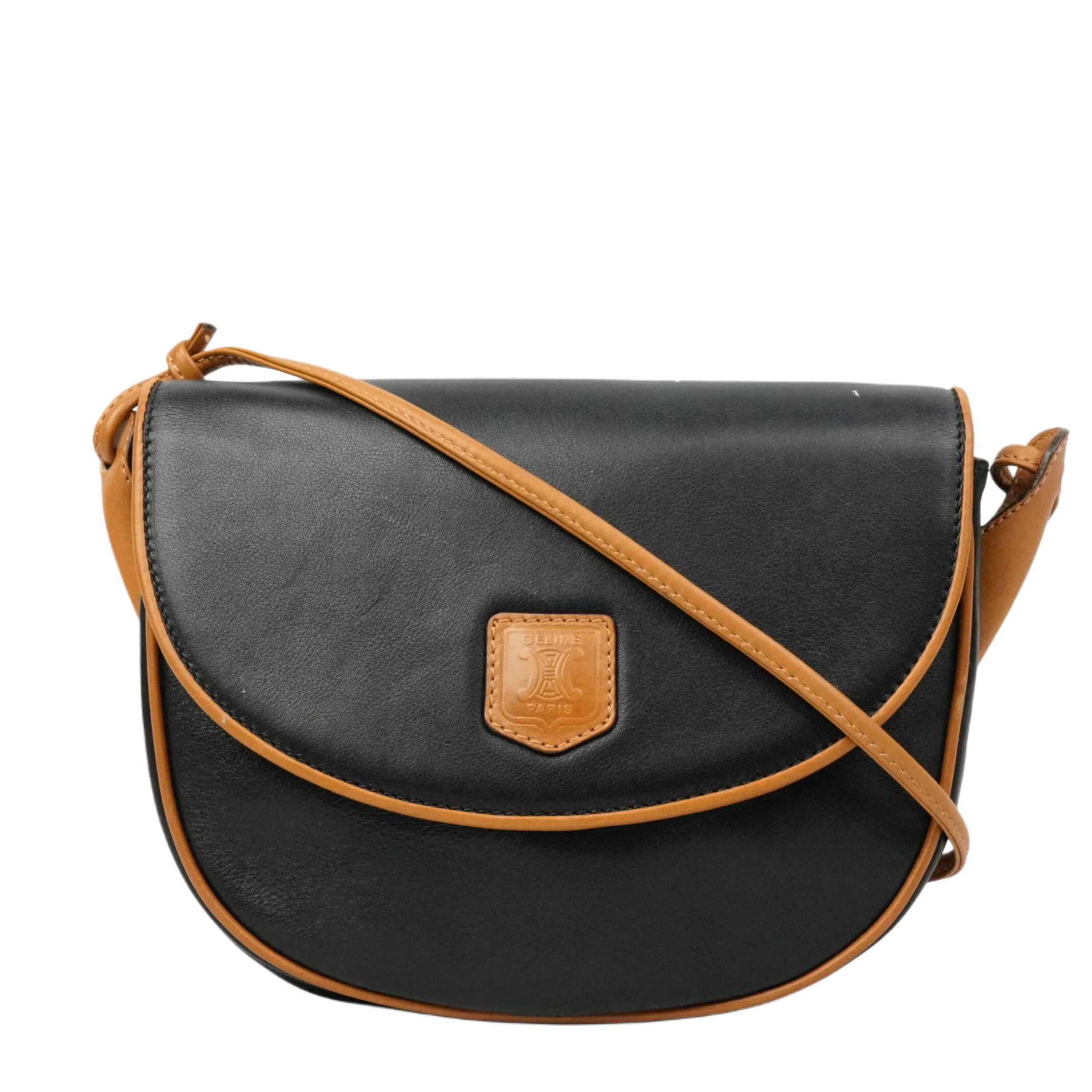 ヴィンテージ CELINE レザーショルダーバッグ CELINE - ヴィンテージ セリーヌ ショルダー レザー バッグ 黒