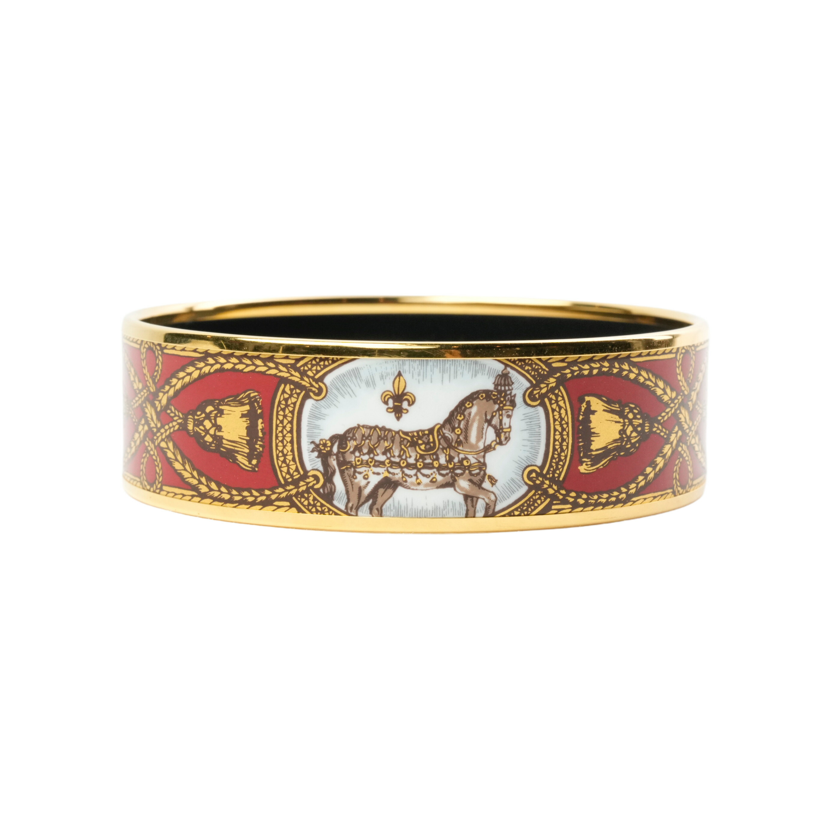 【中古・VINTAGE】 HERMES エルメス エマイユGM ブレスレット ゴールド レッド エナメルブレスレット ヴィンテージ Enamel GM Bangle
