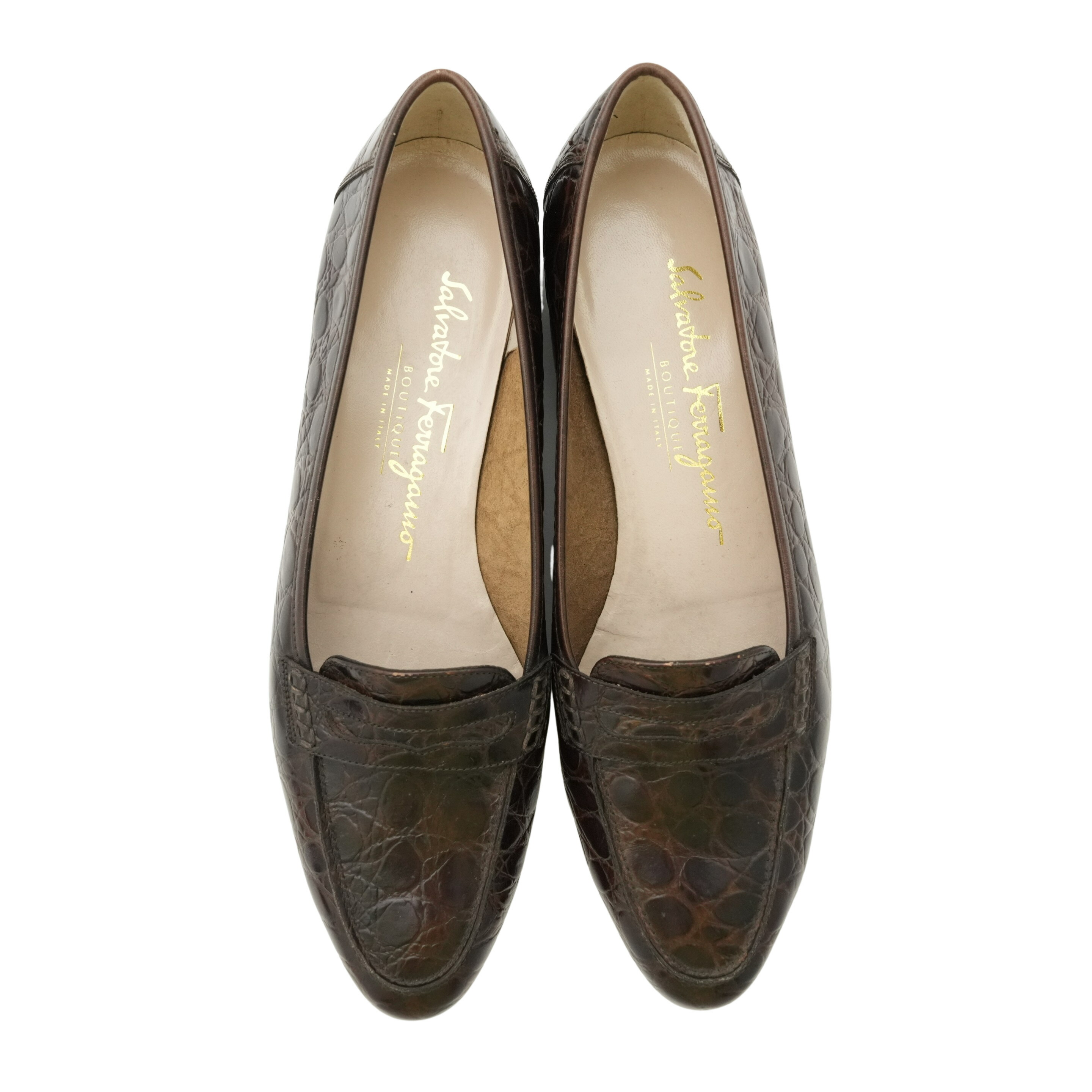 【中古・VINTAGE】SALVATORE FERRAGAMO サルヴァトーレフェラガモ フラットシューズ 23.5cm ブラウン ヴィンテージ FERRAGAMO Flat Shoes