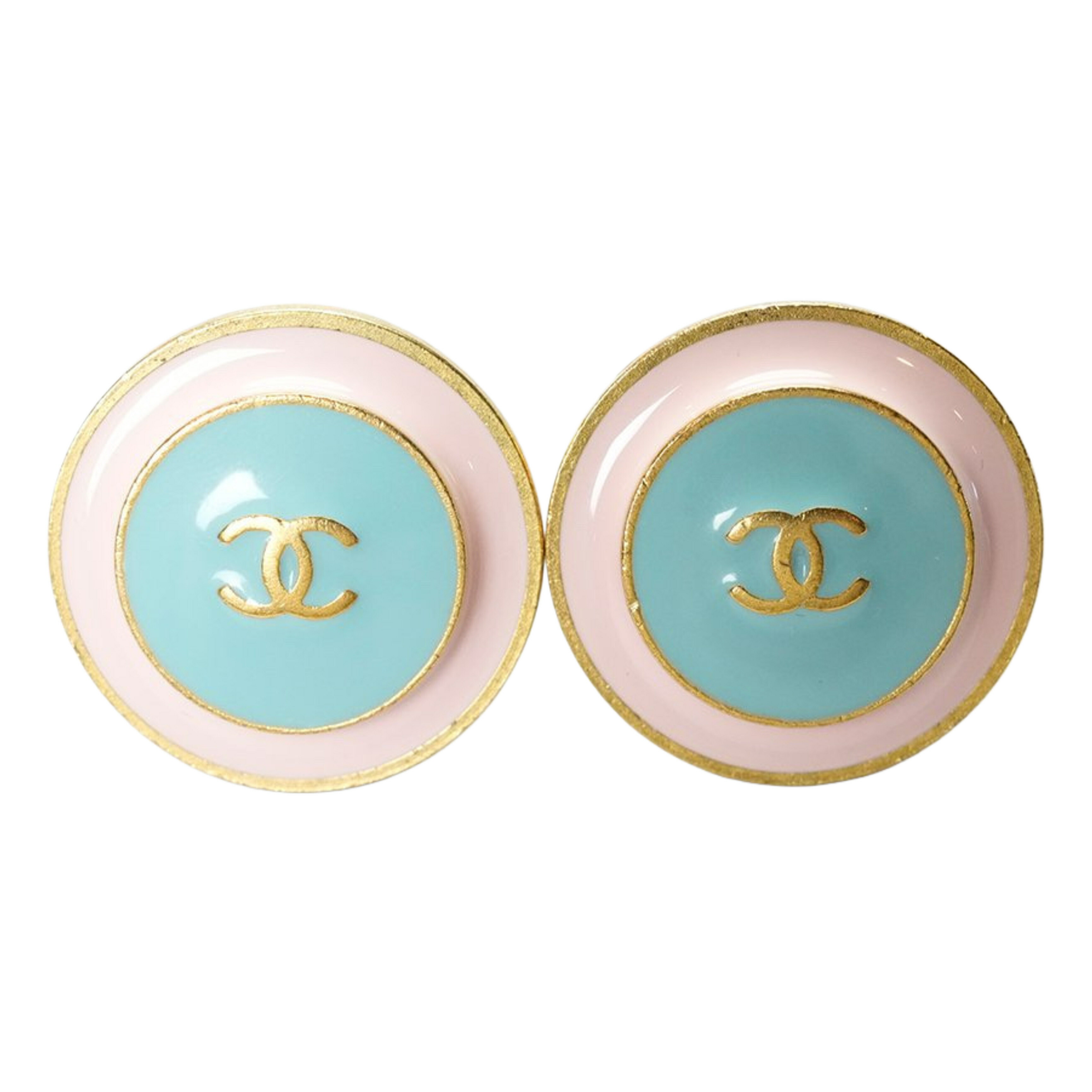 【中古・VINTAGE】 CHANEL シャネル ココピンクコールド イヤリング ピンク グリーン ヴィンテージ 1995 Coco Pink Gold Earring