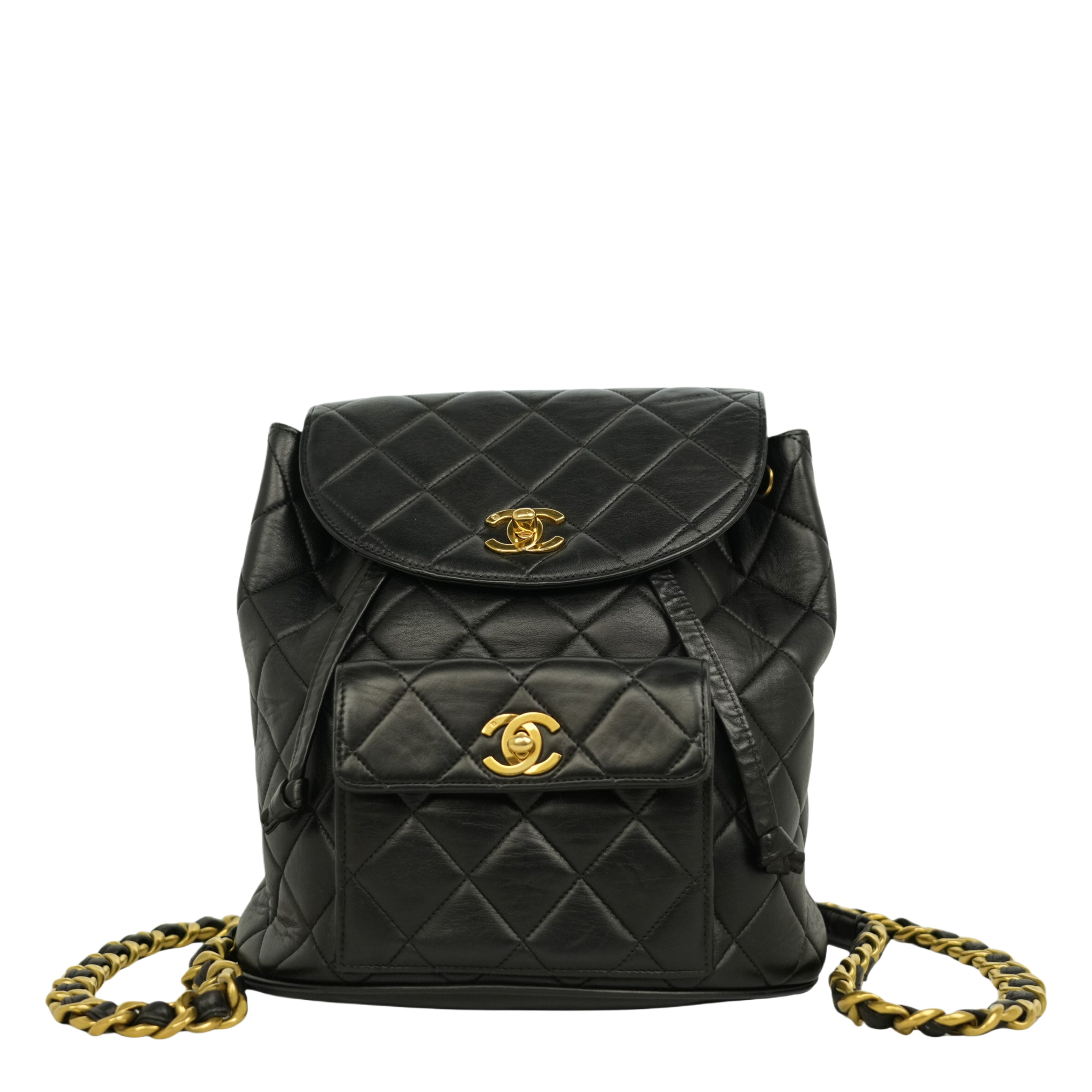 【百貨店SALE P5倍＆クーポン券】【中古・VINTAGE】CHANEL シャネル 1994-1996 マトラッセ チェーン店 子ヒツジ人はだ 背嚢 黒いこと ヴィンテージ 1994-1996 Matelass? Chain Lambskin Backpack