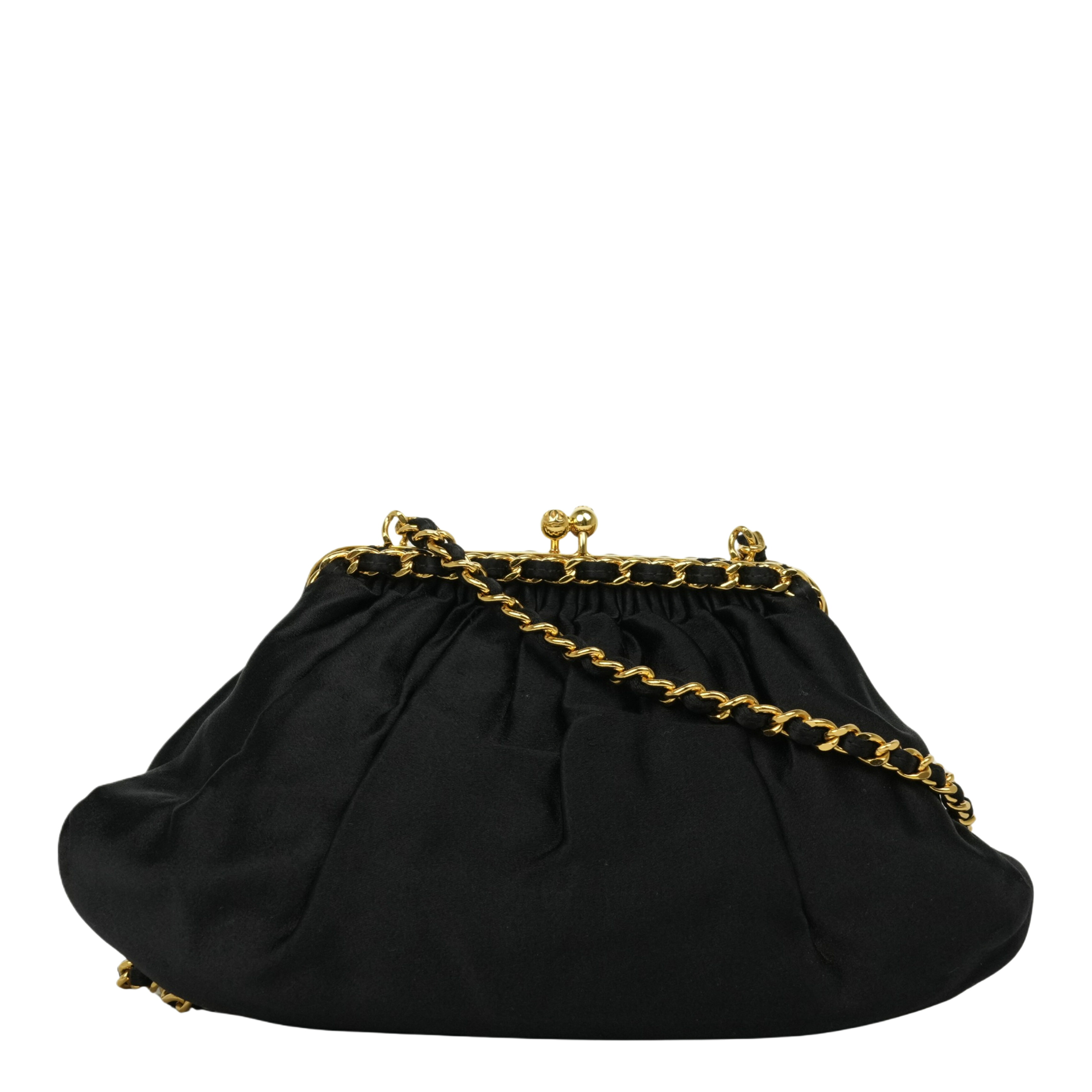 【SALE】【中古・VINTAGE】CHANEL シャネル 1996-1997 チェーン店 ガマ口 ショルダーバッグ 黒いこと ゴールド ヴィンテージ 1996-1997 Chain Kiss Lock Shoulder Bag