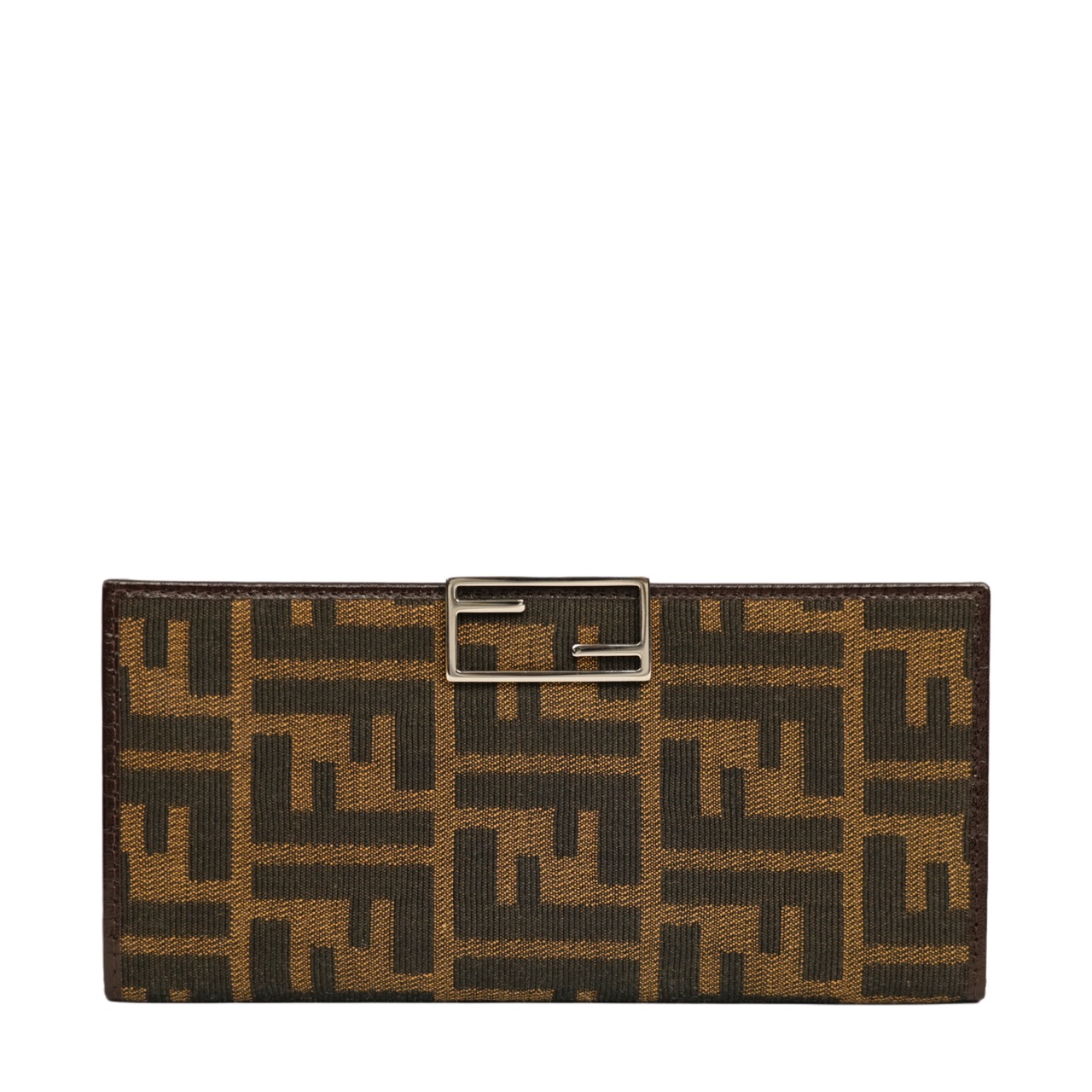 【中古・VINTAGE】FENDI フェンディ ズッカ 長財布 レザー ブラウン シルバー ヴィンテージ Zucca Long Wallet