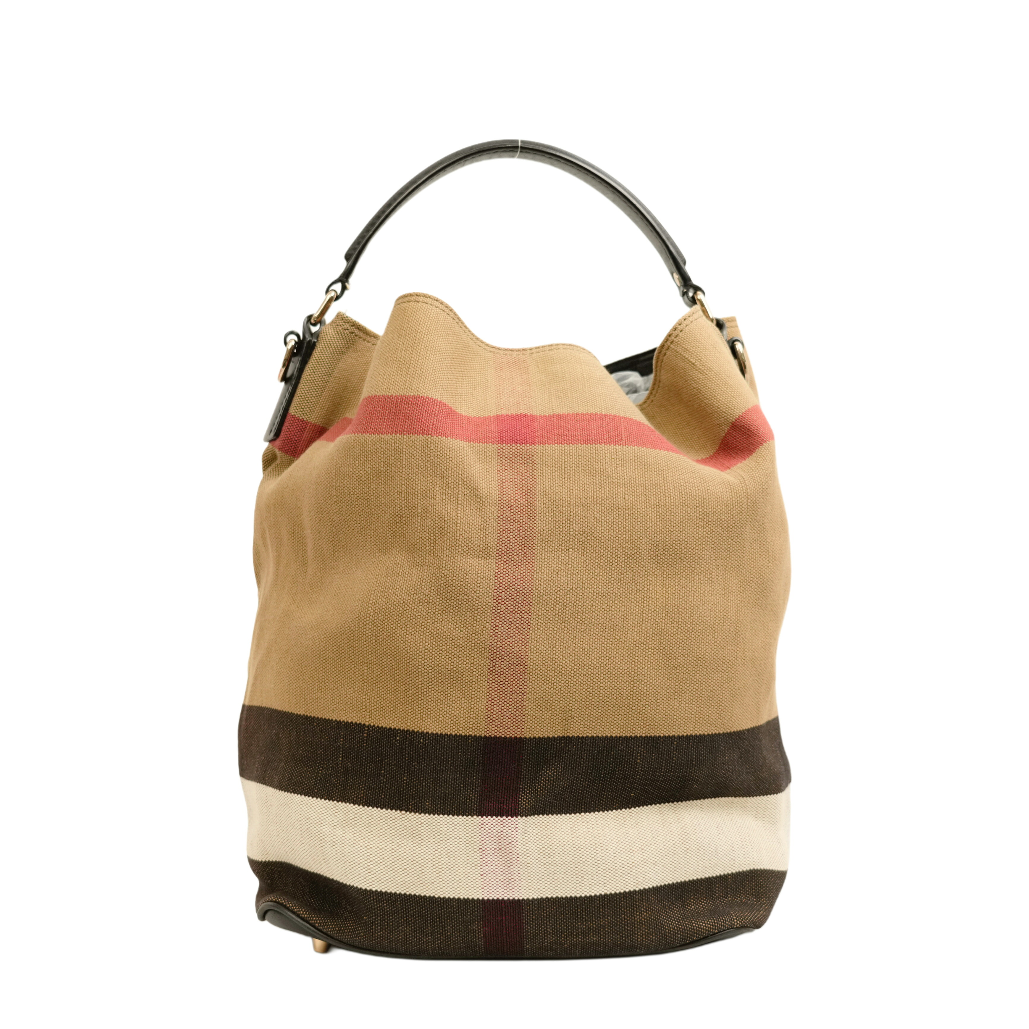 【中古・VINTAGE】 BURBERRY バーバリー ノバチェック トートバッグ/ショルダーバッグ 2WAY ブラウン ベージュ ゴールドキャンバス レザー ヴィンテージ Nova Check Tote Bag / Shoulder Bag 2-Way|AIME VINTAGE