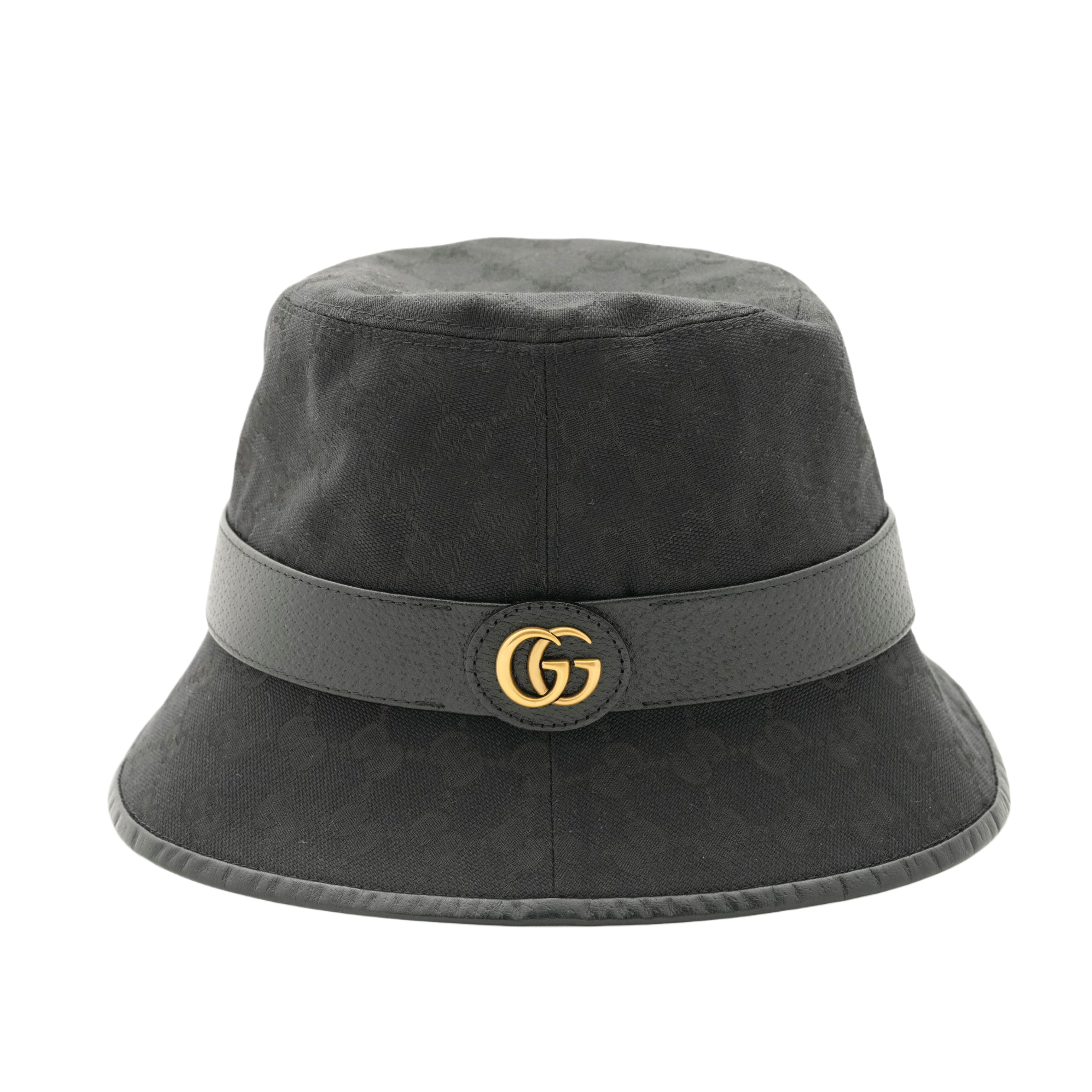 【中古・VINTAGE】 GUCCI グッチ バケットハット ブラック レザー ヴィンテージ Bucket Hat