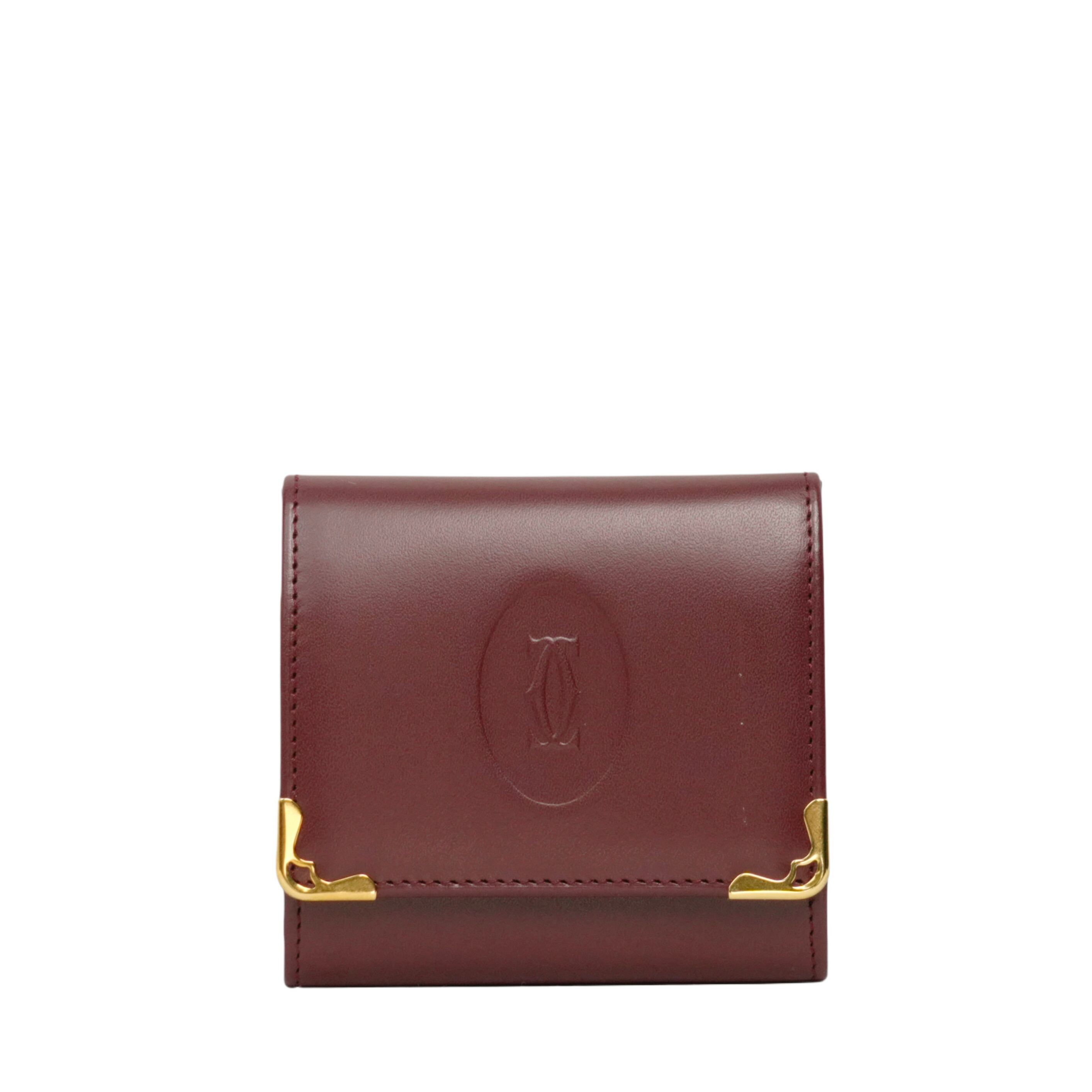 【マラソン5/9 20時～P5倍＆引き換え証あり】【中古・VINTAGE】 CARTIER カルティエ 四角い コインケース ボルドーワイン ゴールドなめし革 ヴィンテージ Square Coin Case バッグ-バッグ・小物・ブランド雑貨-レディースバッグ
