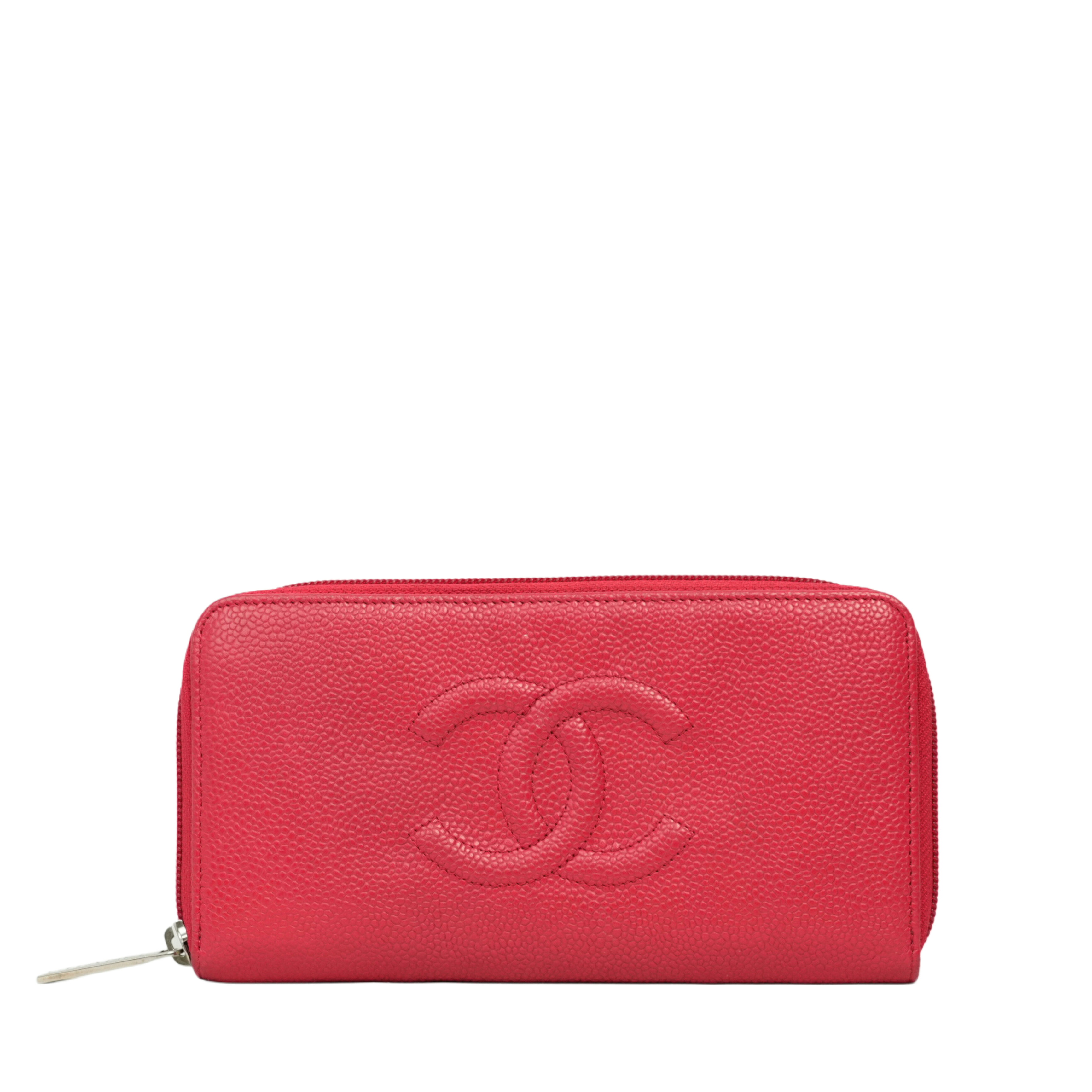 【中古・VINTAGE】 CHANEL シャネル 2013-2014 キャビアスキン ココマーク 長財布 ローズピンク シルバー レザー ヴィンテージ 2013-2014 Caviar Skin Coco Mark Long Wallet 43,560円