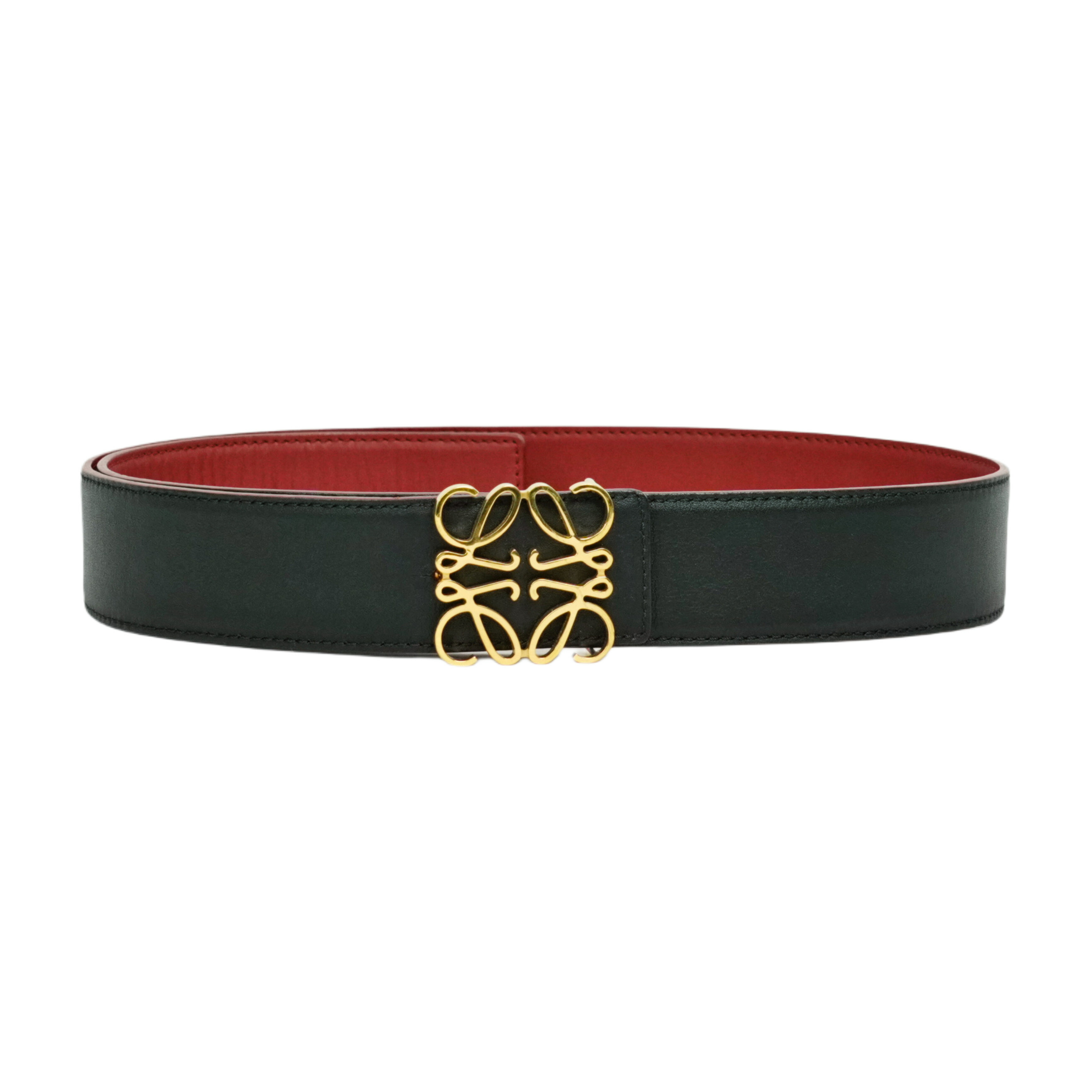【中古・VINTAGE】 LOEWE ロエベ リバーシブル アナグラム ベルト レッド ブラック ゴールドレザー ヴィンテージ Reversible Anagram Belt 38,610円