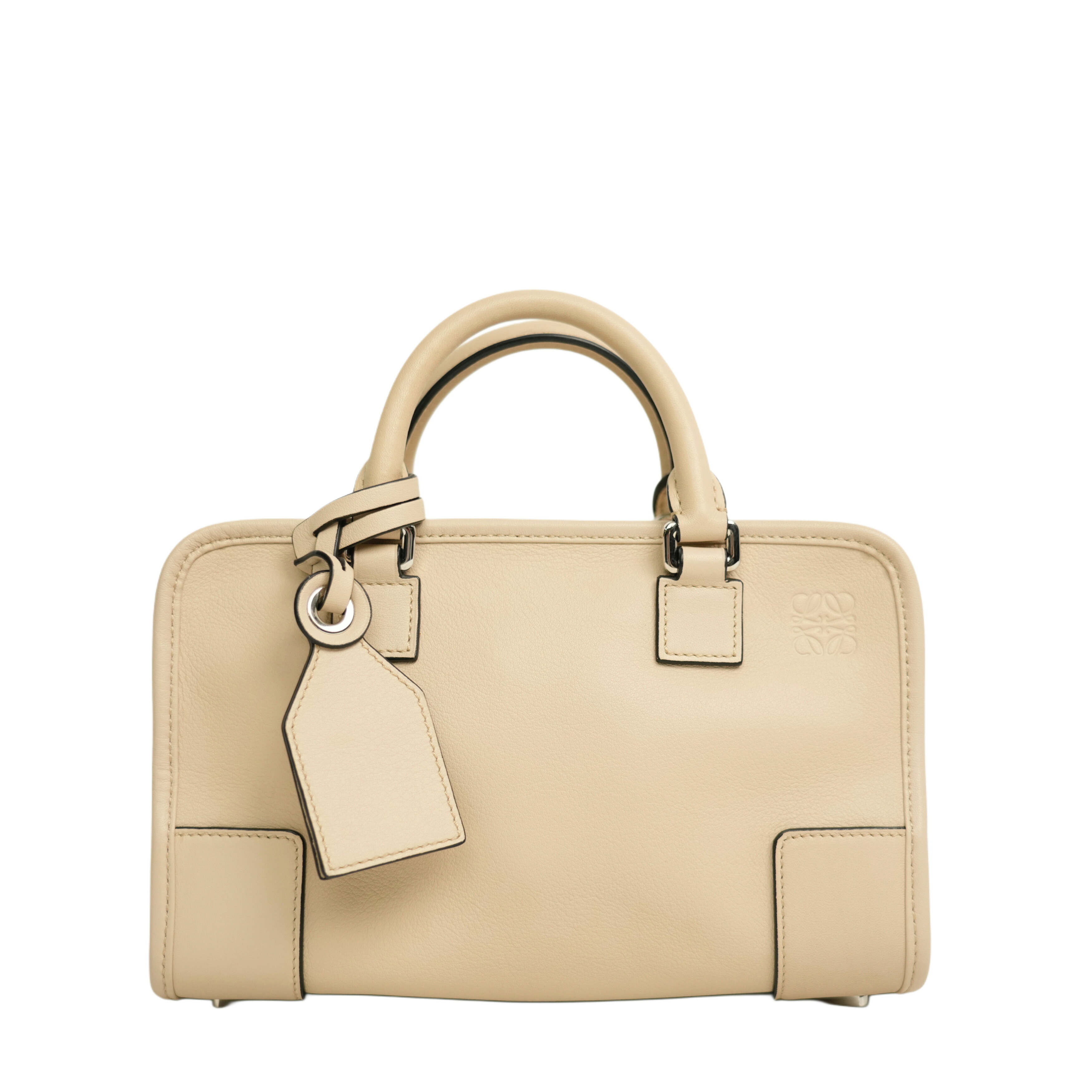 【中古・VINTAGE】 LOEWE ロエベ アマソナ23 ハンドバッグ ベージュ シルバレザー ヴィンテージ Amazona 23 Handbag