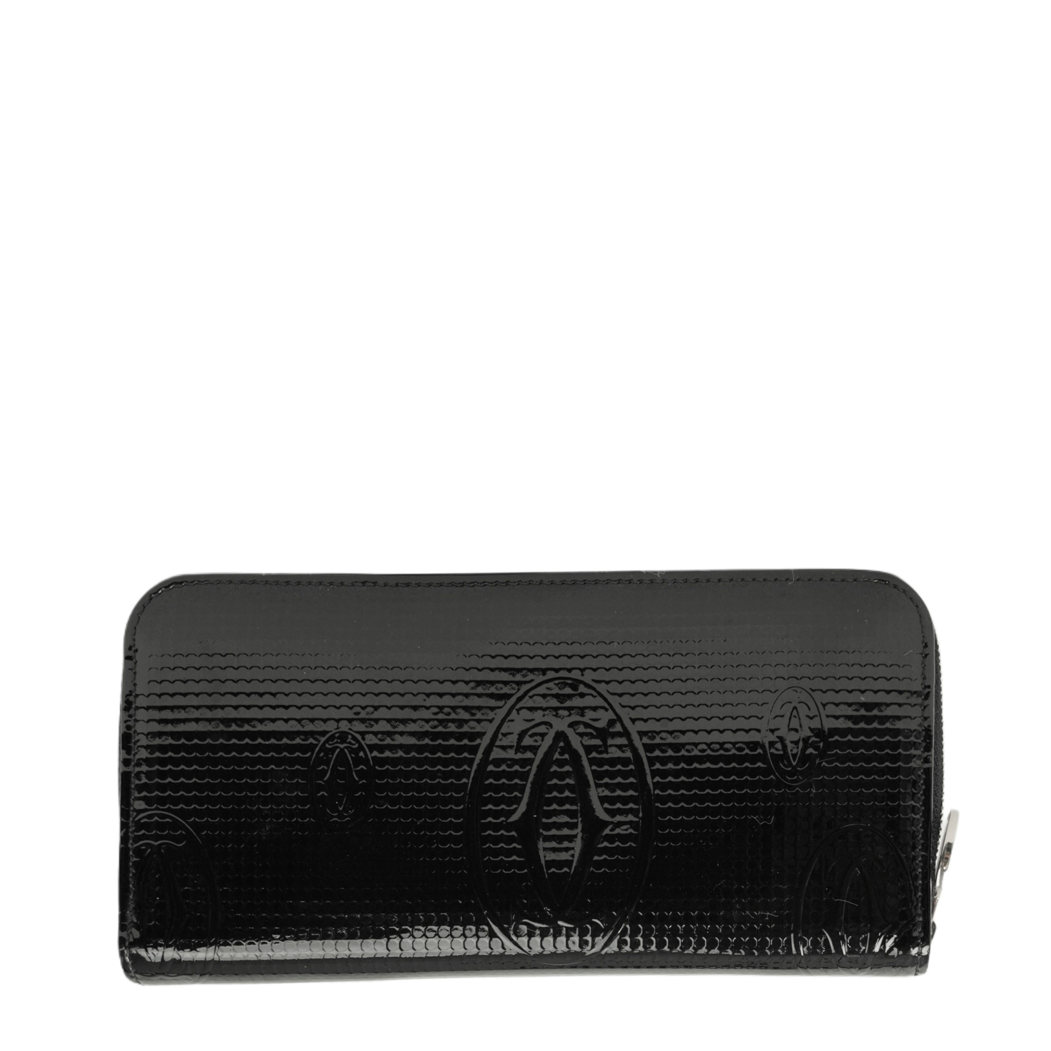 【中古・VINTAGE】 CARTIER カルティエ マストライン 長財布 ブラック シルバー エナメルレザー ヴィンテージ Must Line Long Wallet|AIME VINTAGE