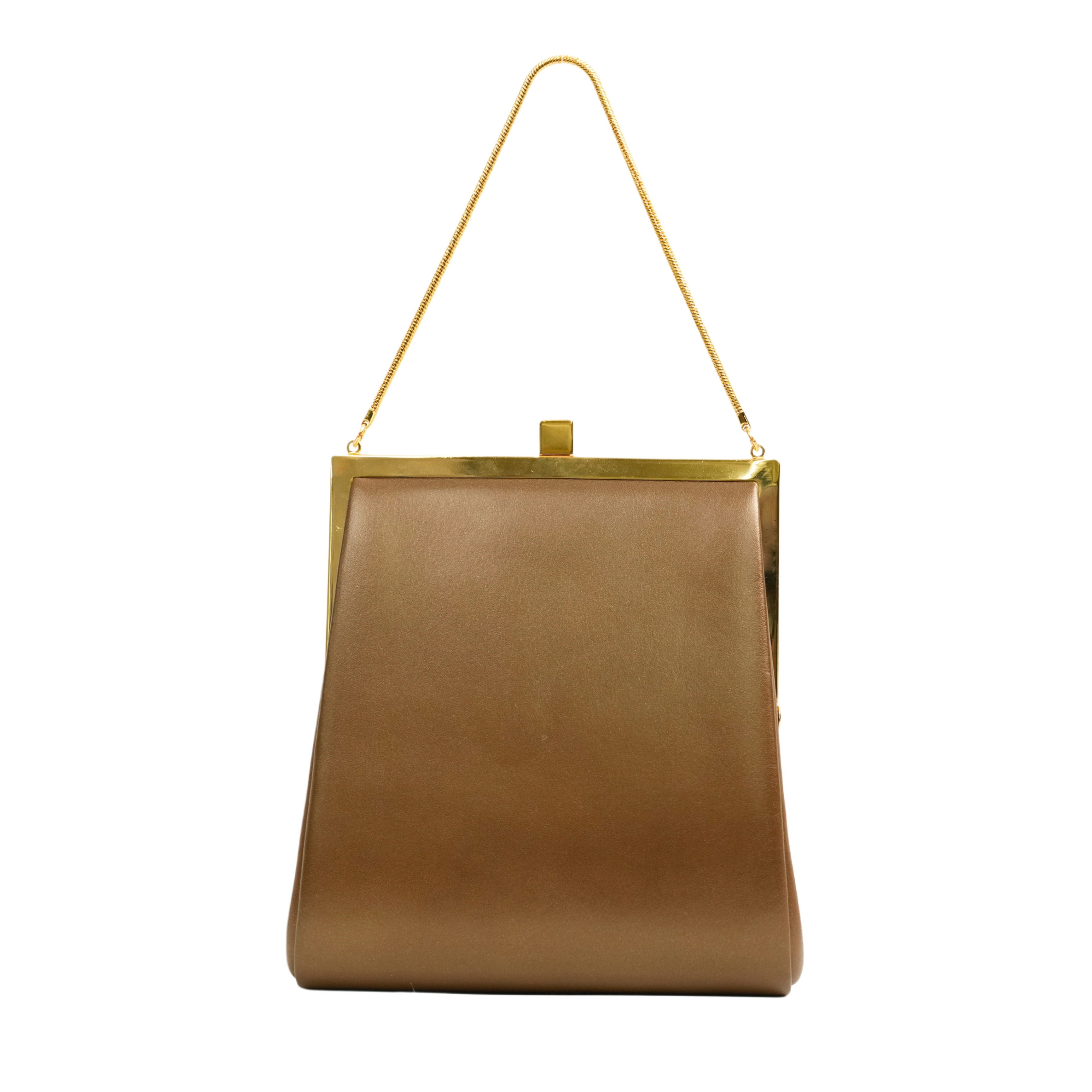 【百貨店SALE P5倍＆クーポン券】【中古・VINTAGE】 BURBERRY バーバリー ガマ口 ハンドバック 赤銅色 ゴールドなめし革 ヴィンテージ Clasp Handbag