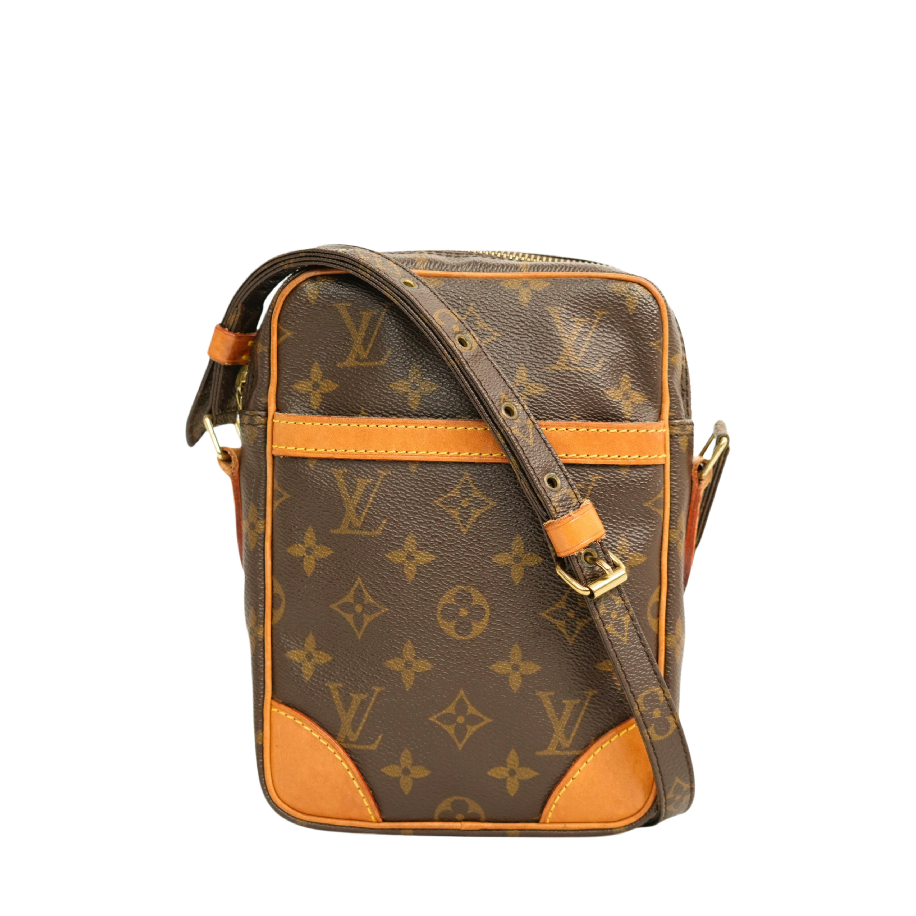 【百貨店SALE P5倍＆引き換え証】【中古・VINTAGE】 LOUIS VUITTON ルイヴィトン モノグラム ダヌーブ ショルダーバッグM45266 モノグラム帆布 赤銅色 ゴールド ヴィンテージ Monogram Danube Shoulder Bag M45266