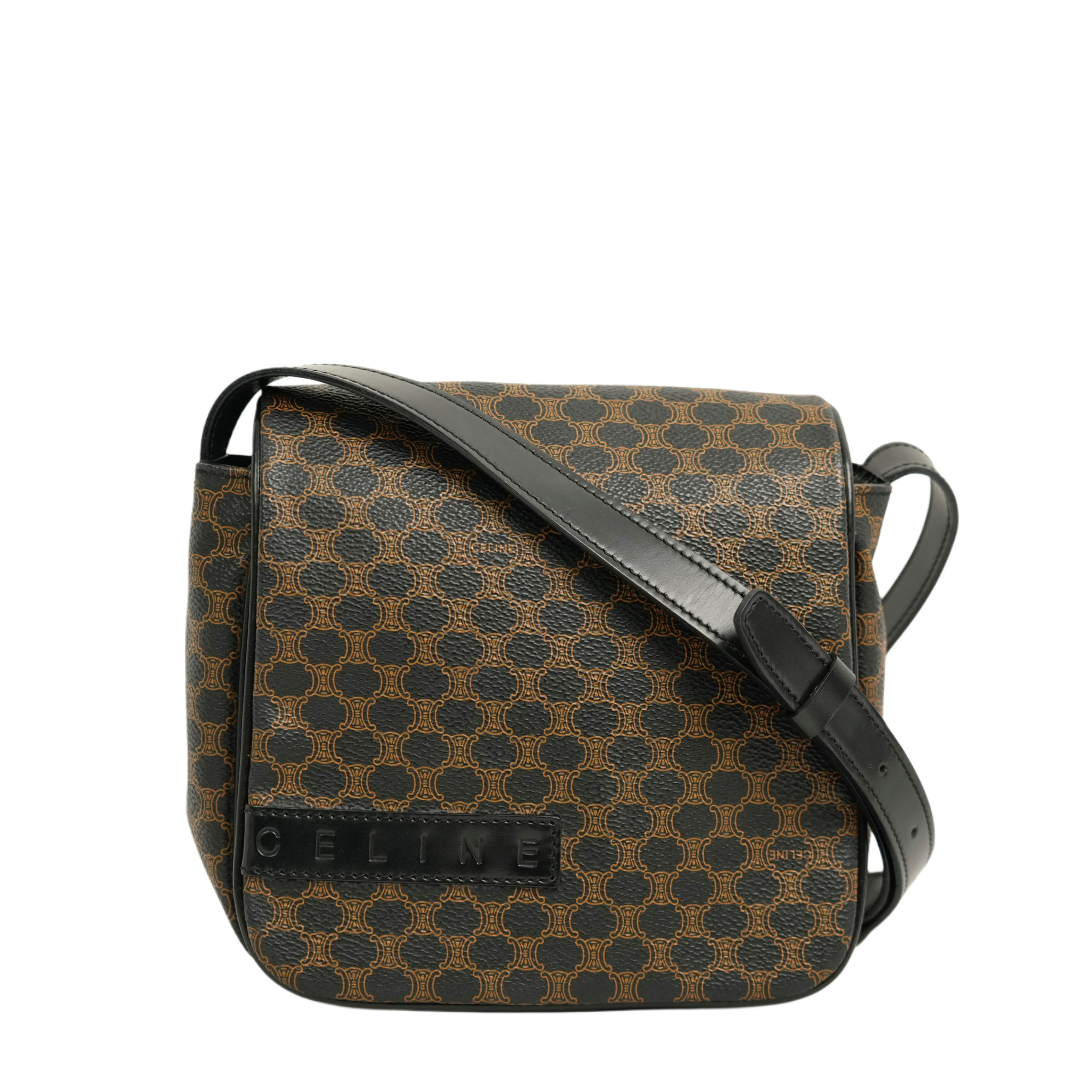 【中古・VINTAGE】CELINE セリーヌ マカダム ショルダーバッグ 赤銅色 黒いこと PVC上塗り帆布 ヴィンテージ Macadam Shoulder Bag