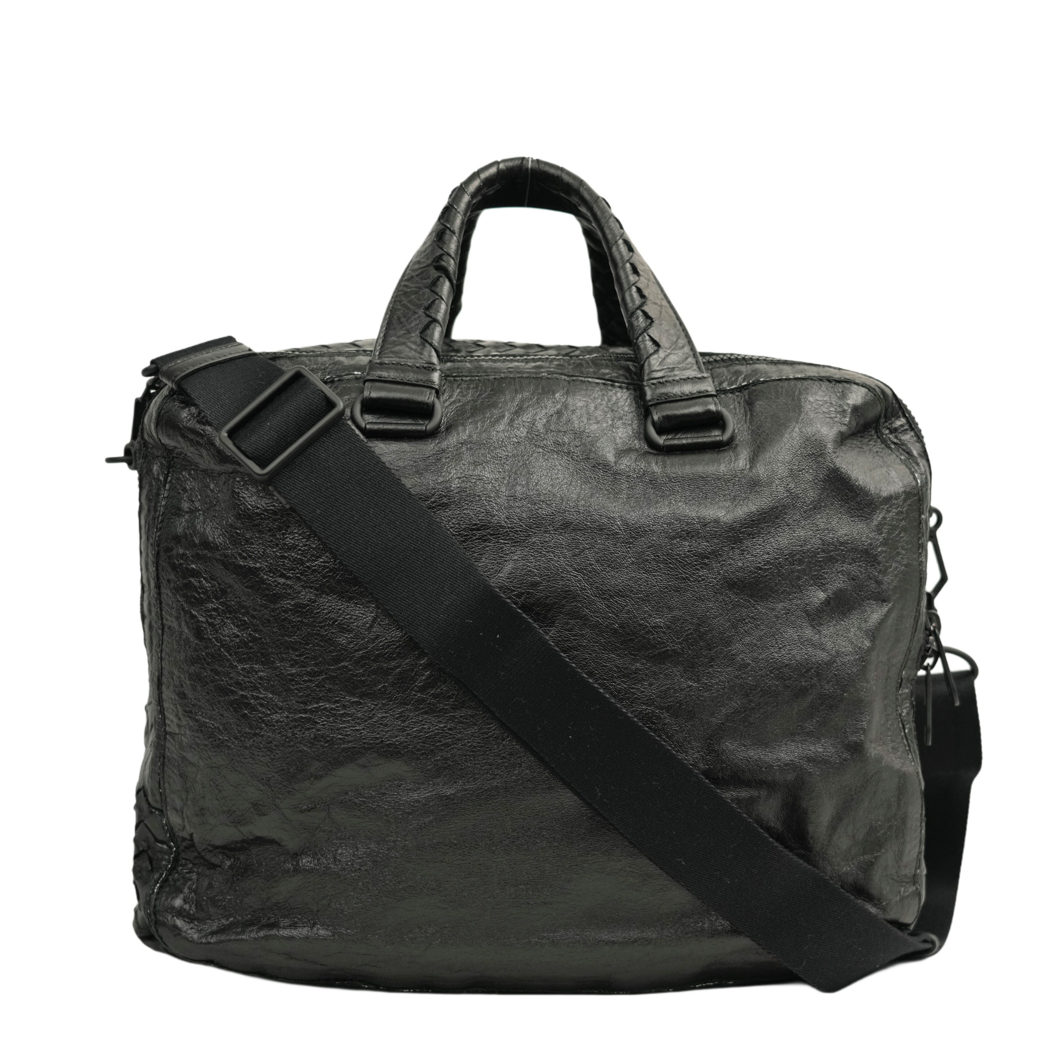 【中古・VINTAGE】BOTTEGA VENETA ボッテガ ヴェネタ イントレチャート ハンドバック/ショルダーバッグ 2Way 黒いこと なめし革 ヴィンテージ Intrecciato Handbag / Shoulder Bag 2-Way