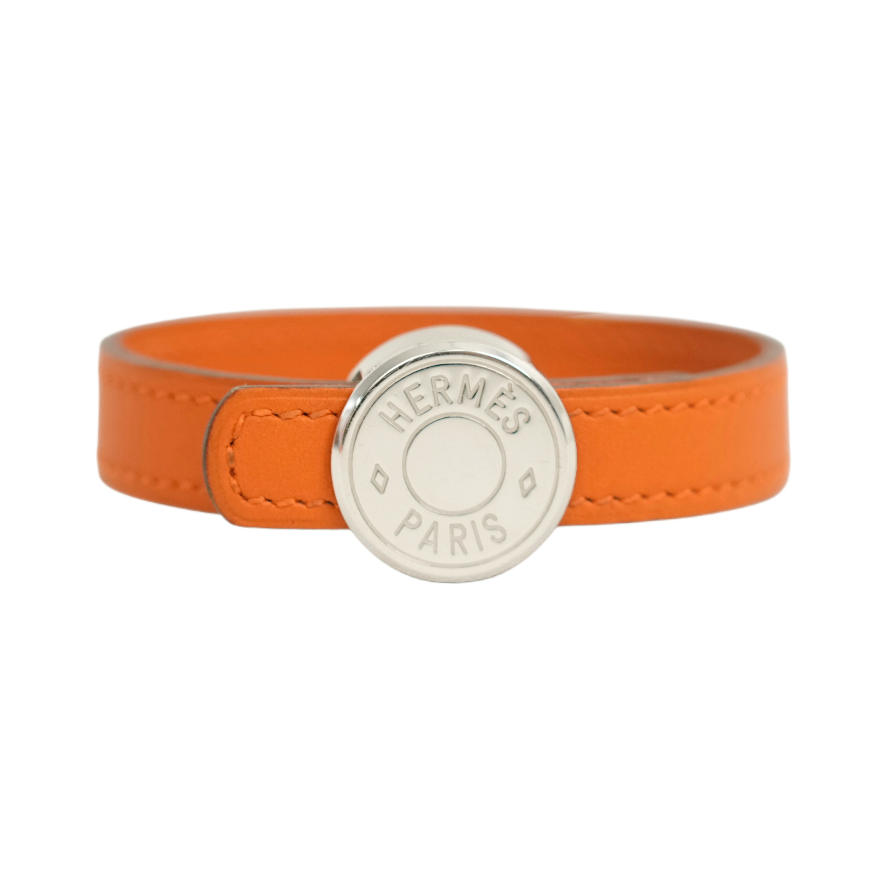 【中古・VINTAGE】 HERMES エルメス セリエ 替えベルト付き ブレスレット オレンジ ブラック シルバーレザー ヴィンテージ Sellier Bracelet (with Replacement Strap)｜AIME VINTAGE