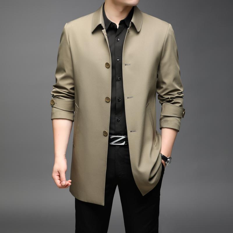 ジャケット 男性用 春秋 薄手 大きいサイズ ゆったり ミドル丈 紳士服 アウター カジュアル ビジネス 無地 ポケット付き カーキ ネイビー|アイミー商店