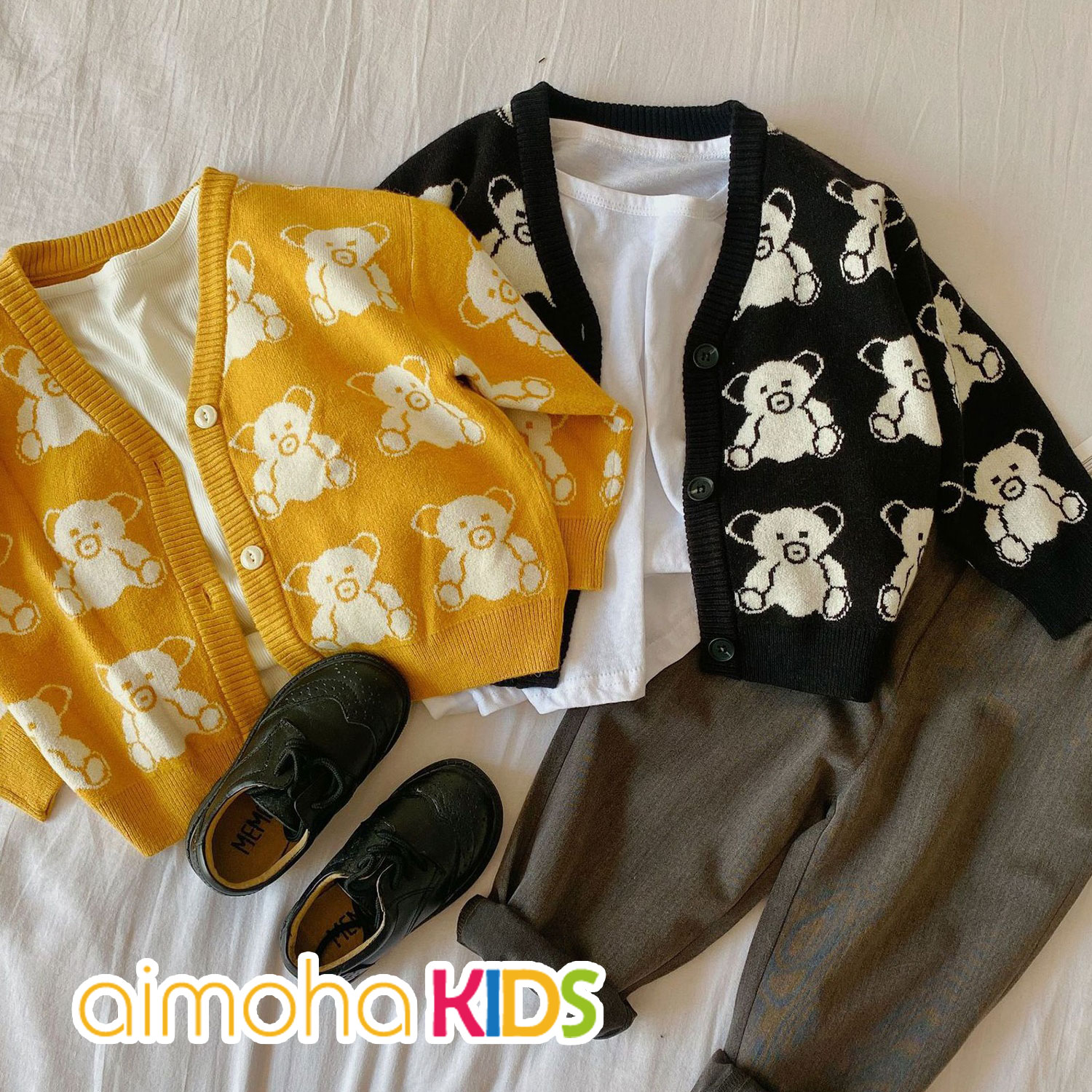 楽天市場 キッズ カーディガン 男の子 女の子 秋冬 韓国 ライク ボタン かわいい おしゃれ ベビー 子供服 キッズ ジュニア 子供 こども クマ ベア Aimoha Kids ベアイラストdesign Aimoha