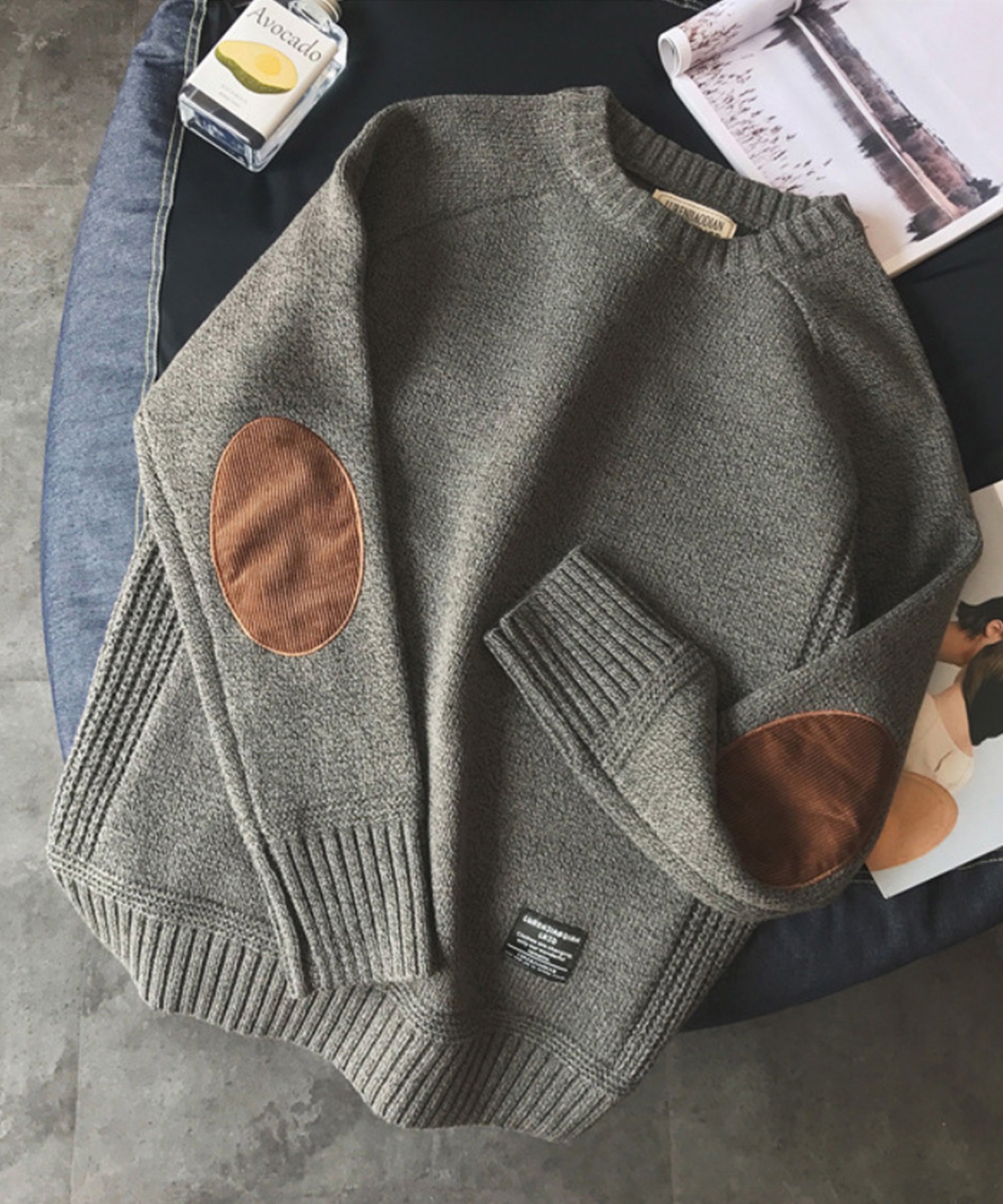 楽天市場 メンズ ニット セーター メンズニット メンズセーター トップス 冬 冬服 エルボーパッチ 肘当て レトロ ヴィンテージ Aimoha Mens レトロ感あるエルボーバッチ付きニット Aimoha