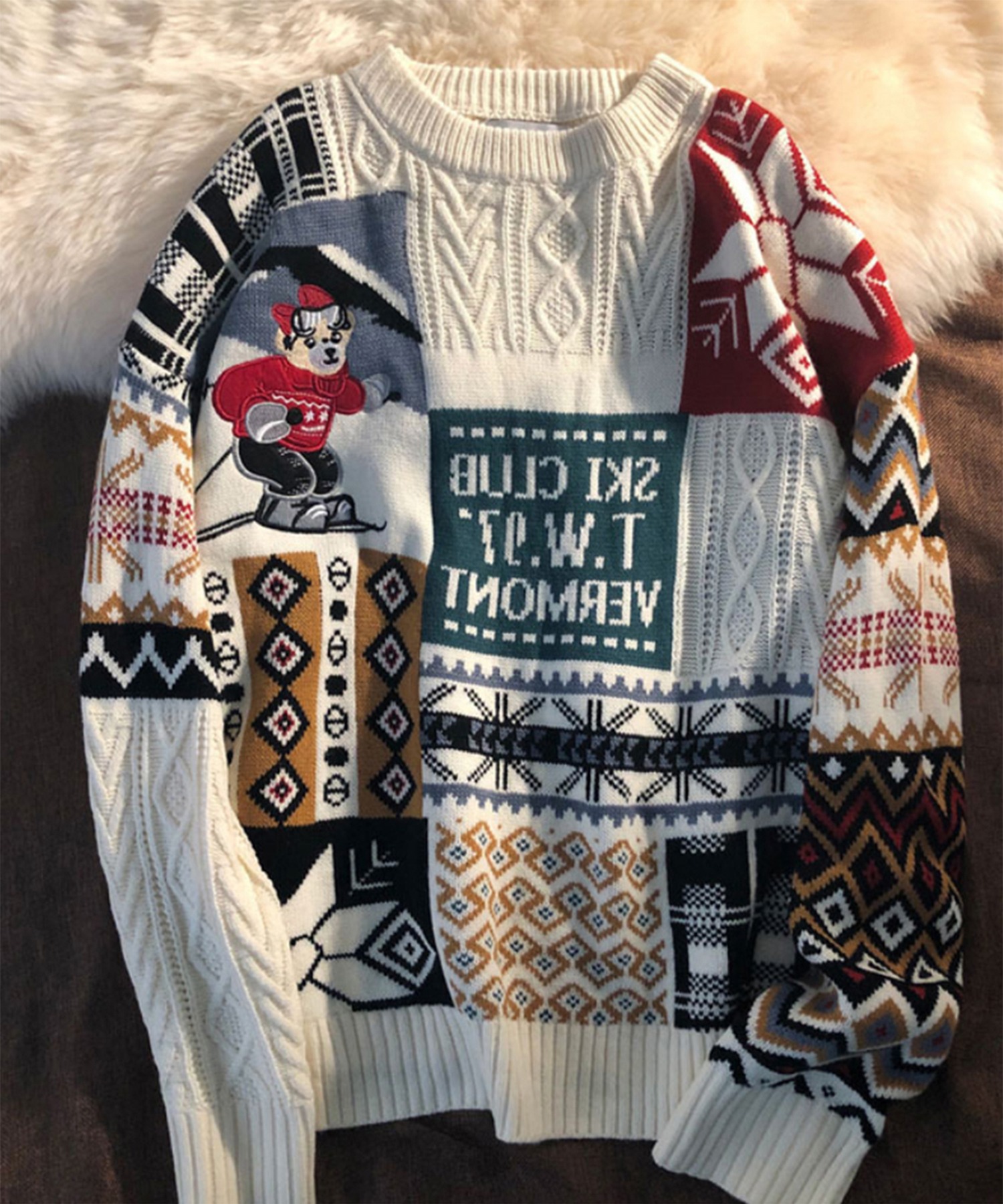 楽天市場 メンズ セーター パッチワーク ニット ユニセックス ゆったり カップル ペア 韓国 ライク オルチャン トップス メンズセーター メンズニット パッチワークが可愛いユニセックスニット Aimoha