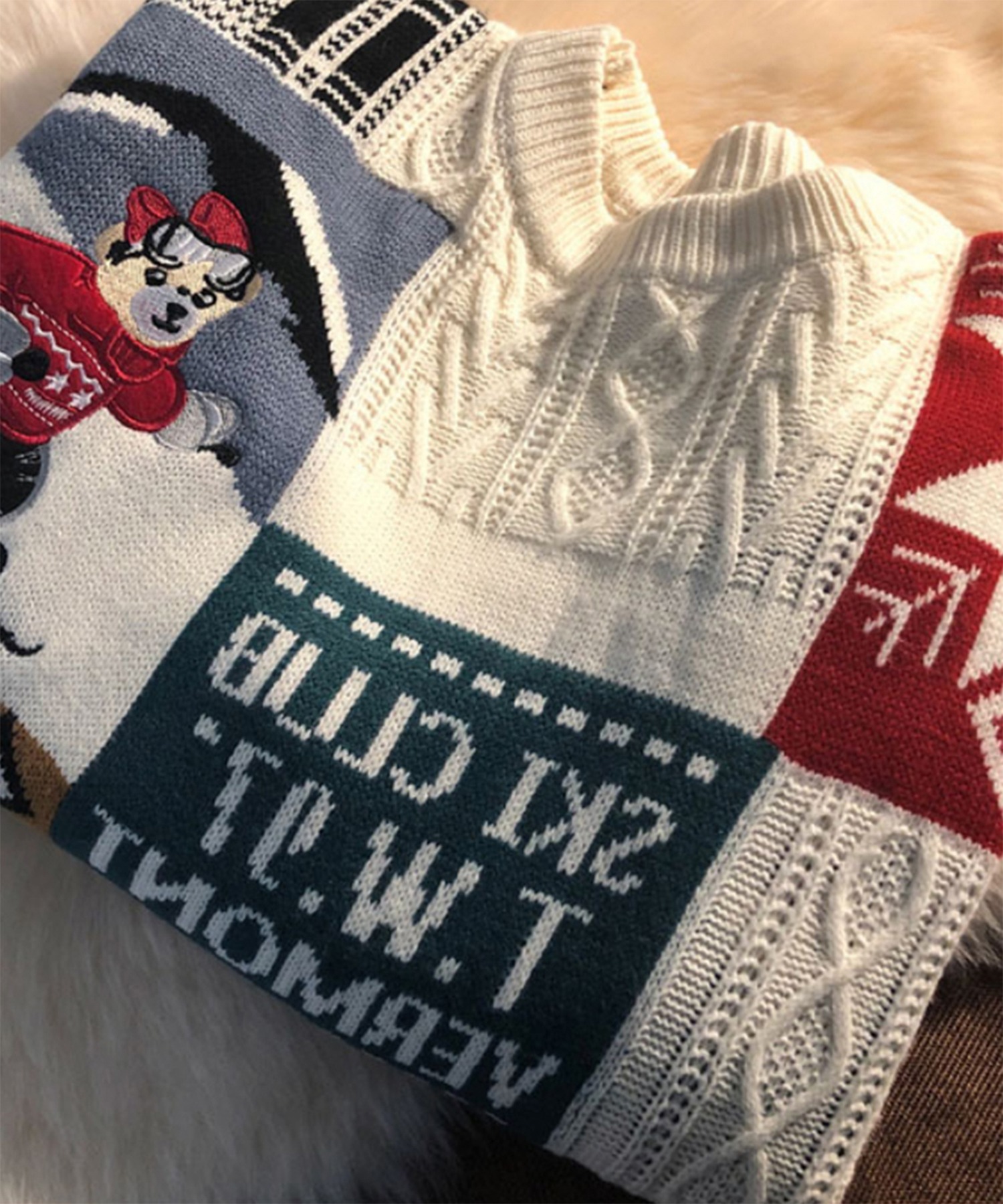 楽天市場 メンズ セーター パッチワーク ニット ユニセックス ゆったり カップル ペア 韓国 ライク オルチャン トップス メンズセーター メンズニット パッチワークが可愛いユニセックスニット Aimoha