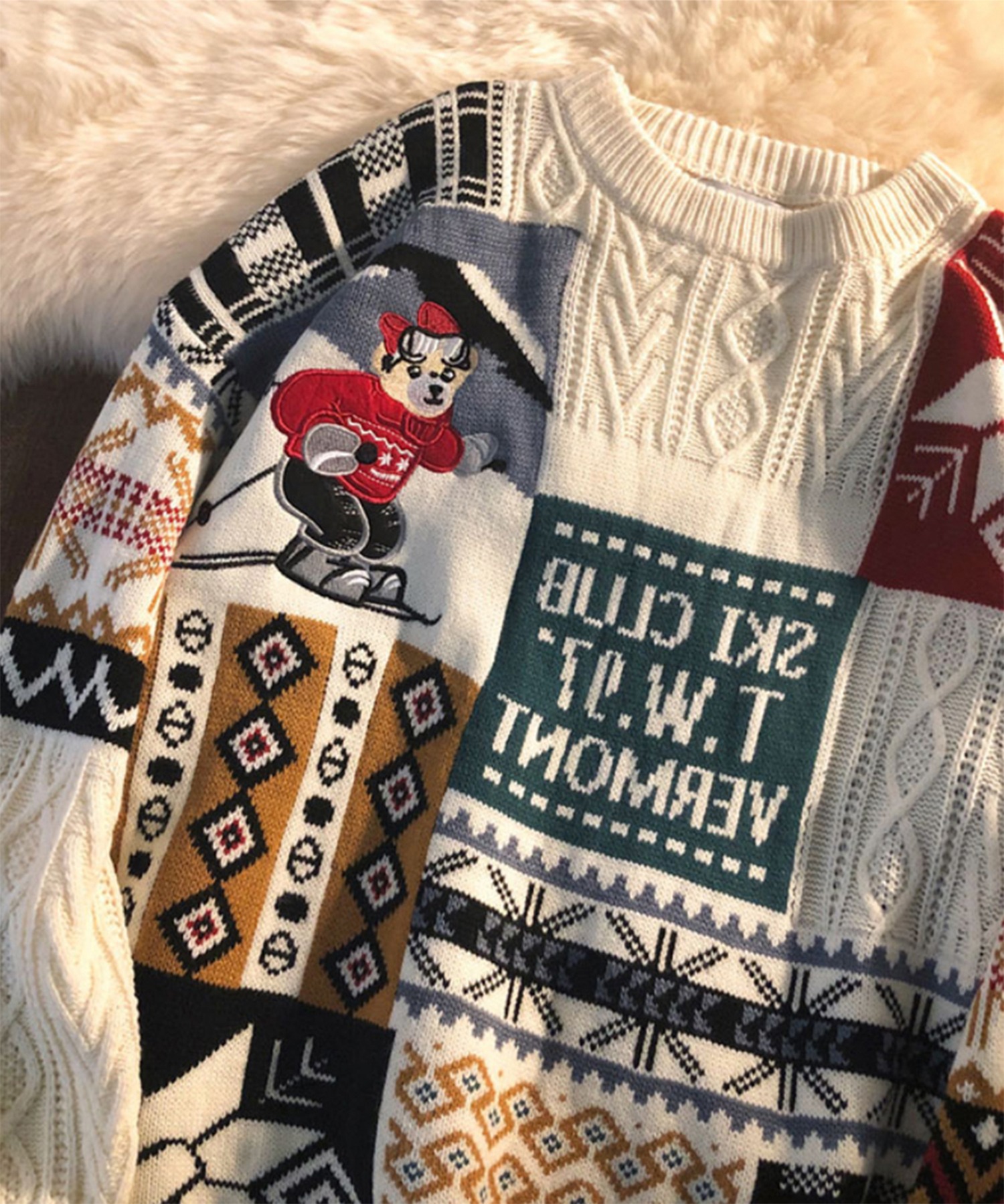 楽天市場 メンズ セーター パッチワーク ニット ユニセックス ゆったり カップル ペア 韓国 ライク オルチャン トップス メンズセーター メンズニット パッチワークが可愛いユニセックスニット Aimoha