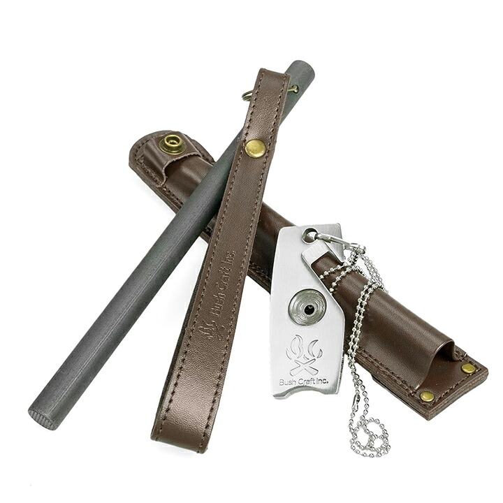 Bush Craft  [ ファイヤーメーカー なめし革容れもの書き割り ストライカー付き添い人 @8900] かん木手工芸品 かがり火 アウトドア 難民キャンプ