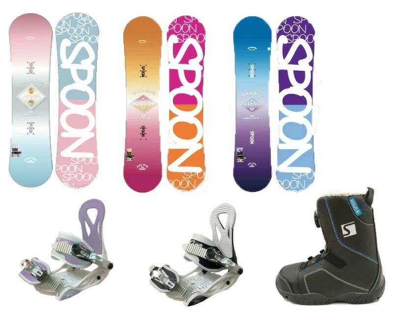 SPOON SNOWBOARDS [ 3年使える！ 刀圭 キッズ スノーボード 3点書き割り ＠53000]【定まり代わりになる店商いもの】